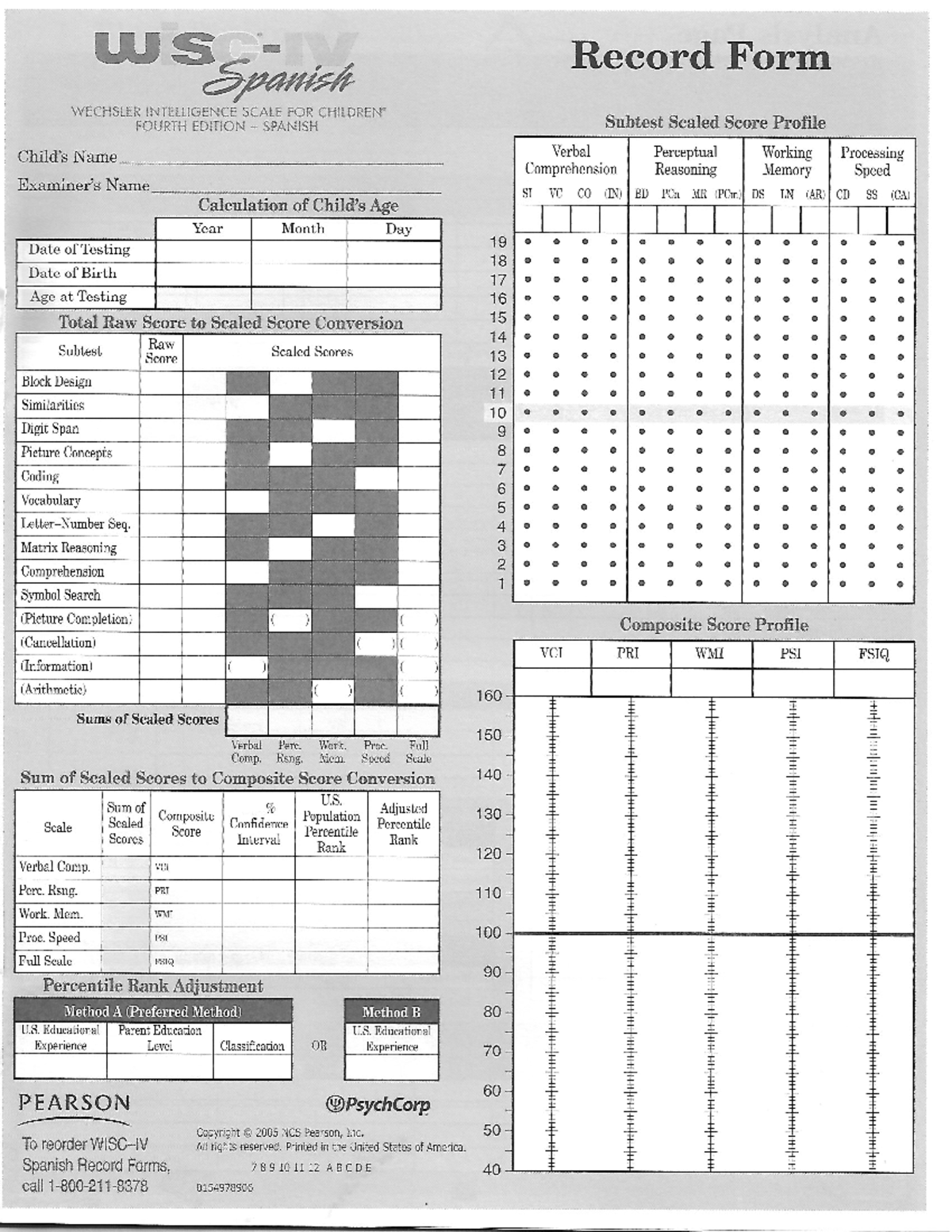 360433581 WISC IV Record Form - chemistry - Studocu