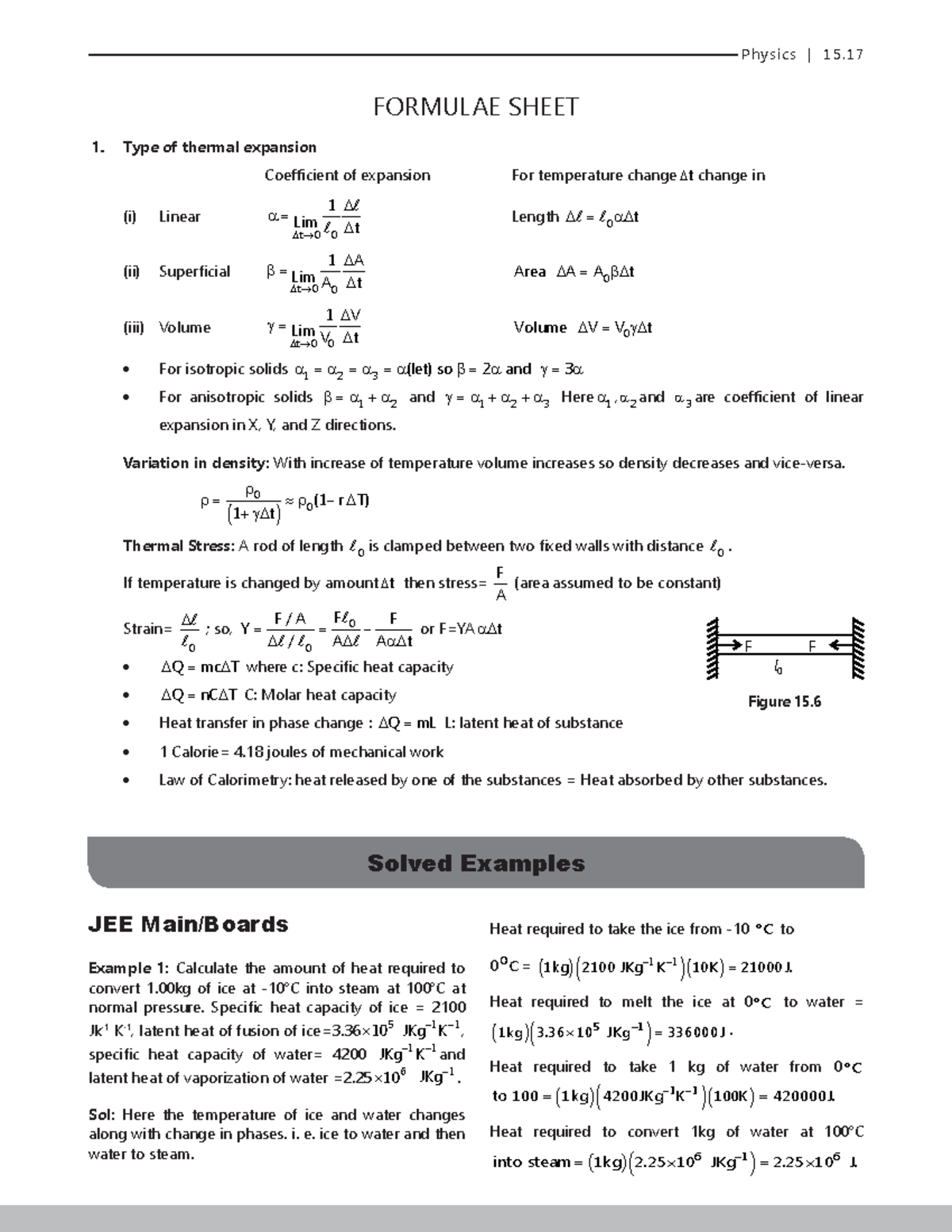 14 About calorimetry Physics 15. FORMULAE SHEET 1. Type