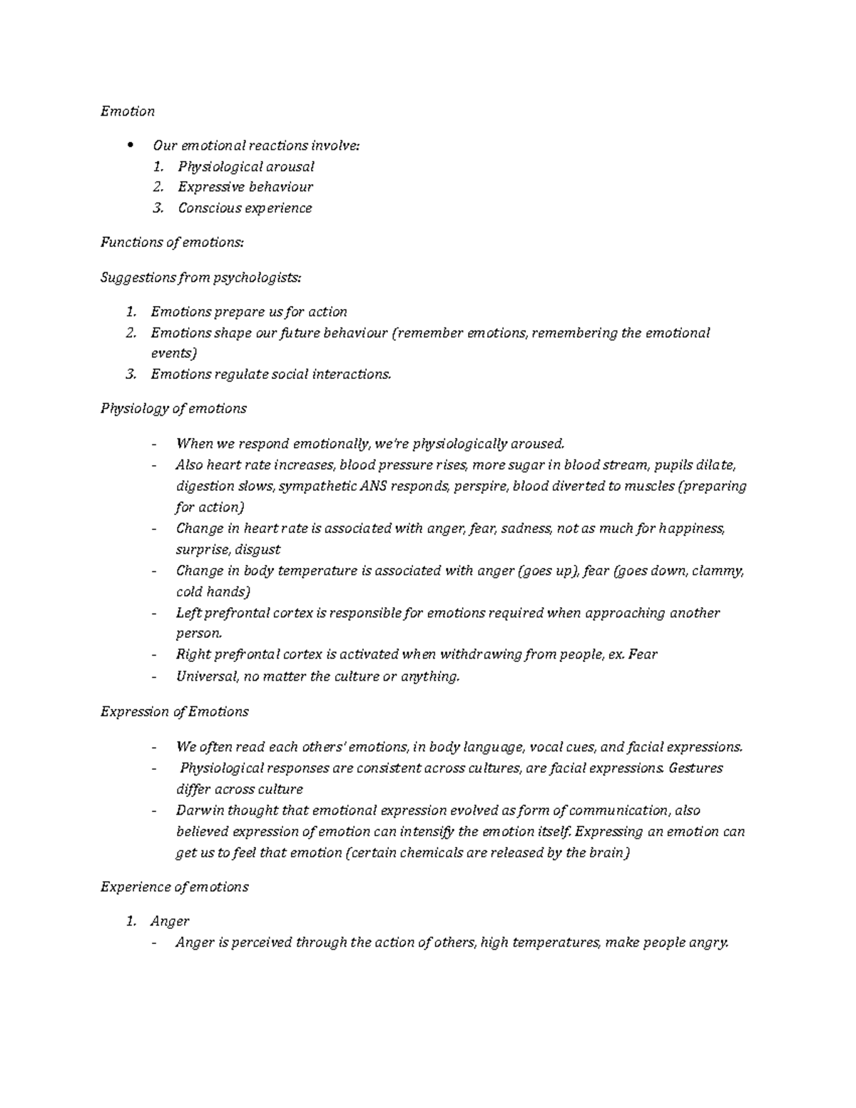 Chapter 11inreview summary - Emotion Our emotional reactions involve: 1 ...