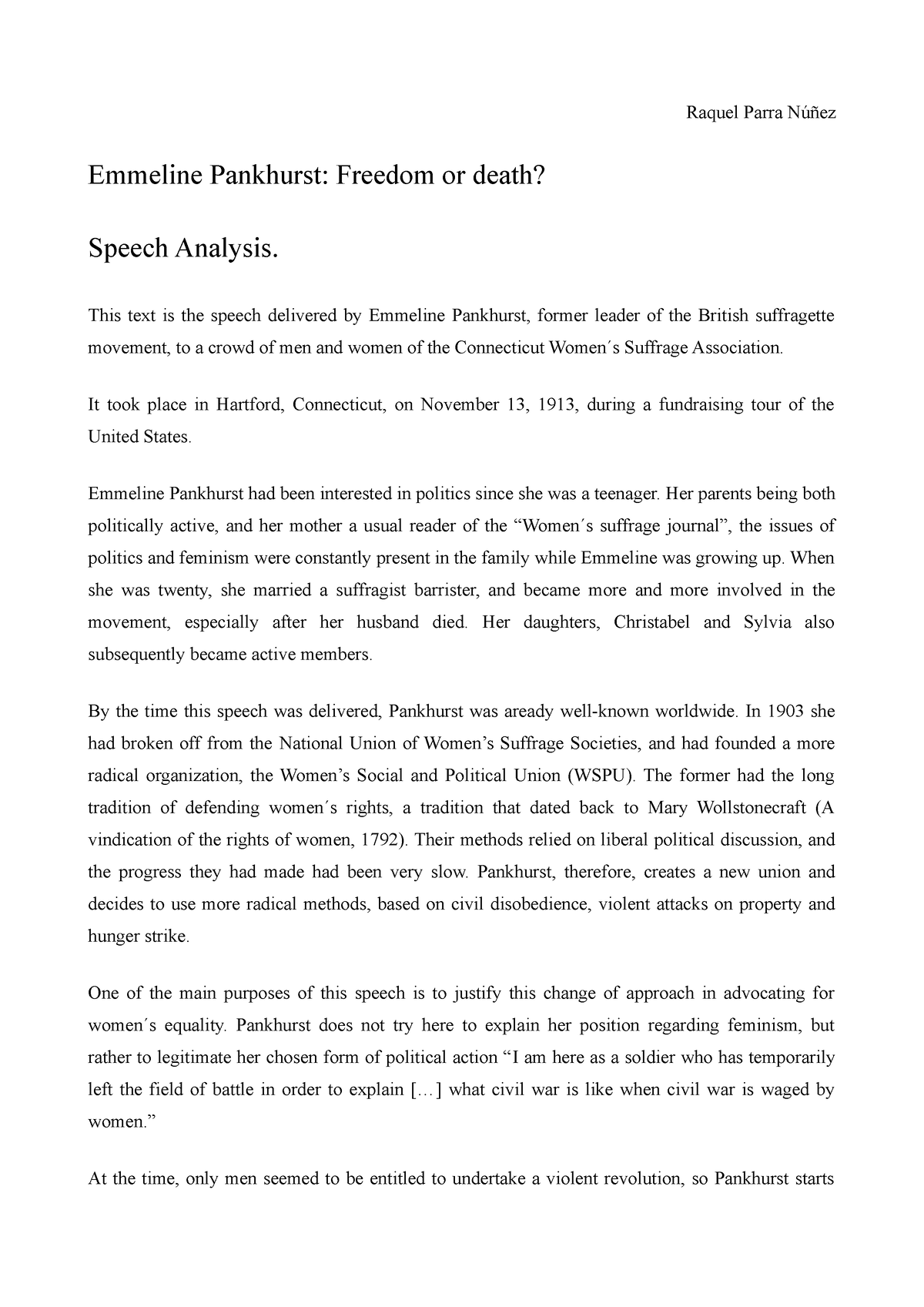 analysis of freedom or death speech