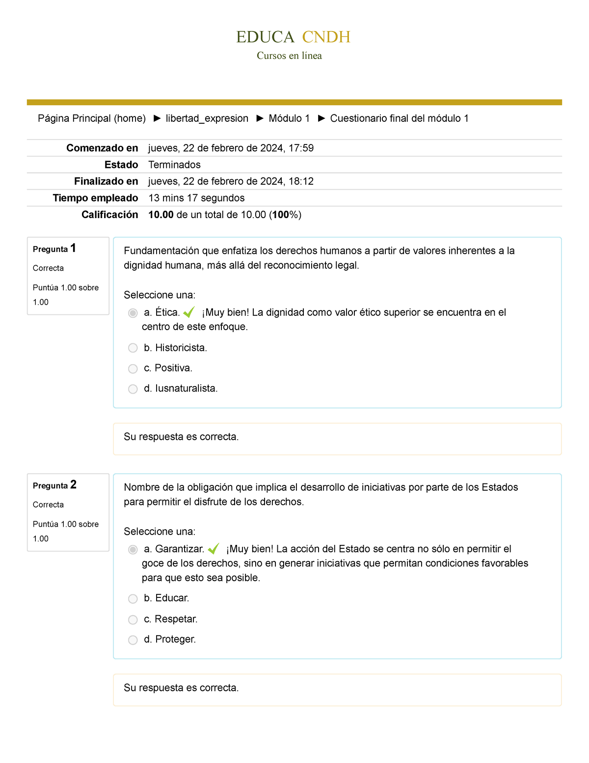 Intento 2. Cuestionario Final Del Módulo 1 - EDUCA CNDH Cursos En Línea ...