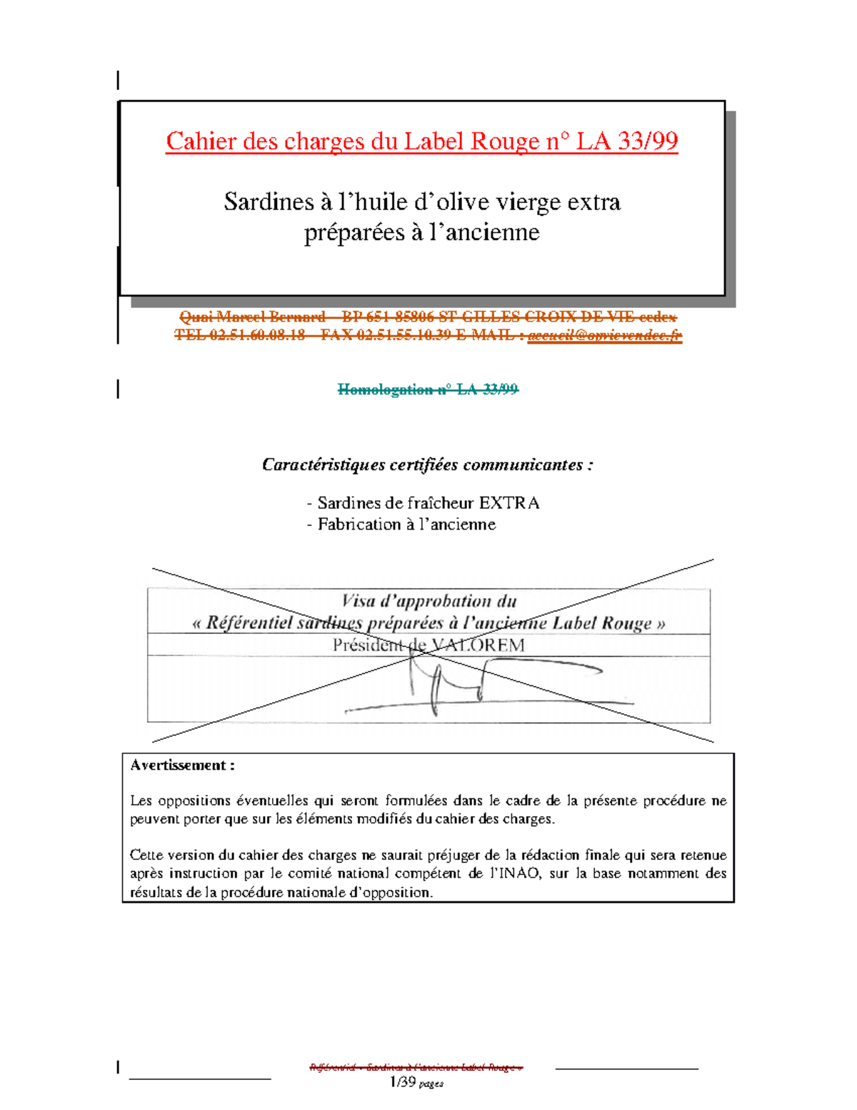 PNO-CDC-LA3399 - bonjour - Référentiel « Sardines à l’ancienne Label ...