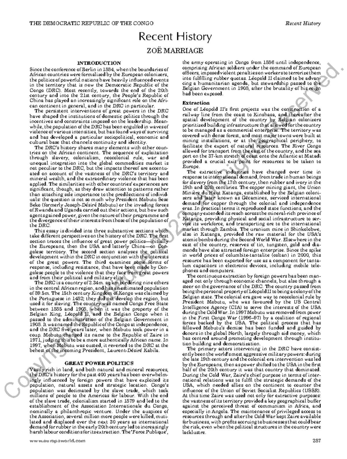 DRC History essay Copyright Routledge 2022. All Rights Reserved