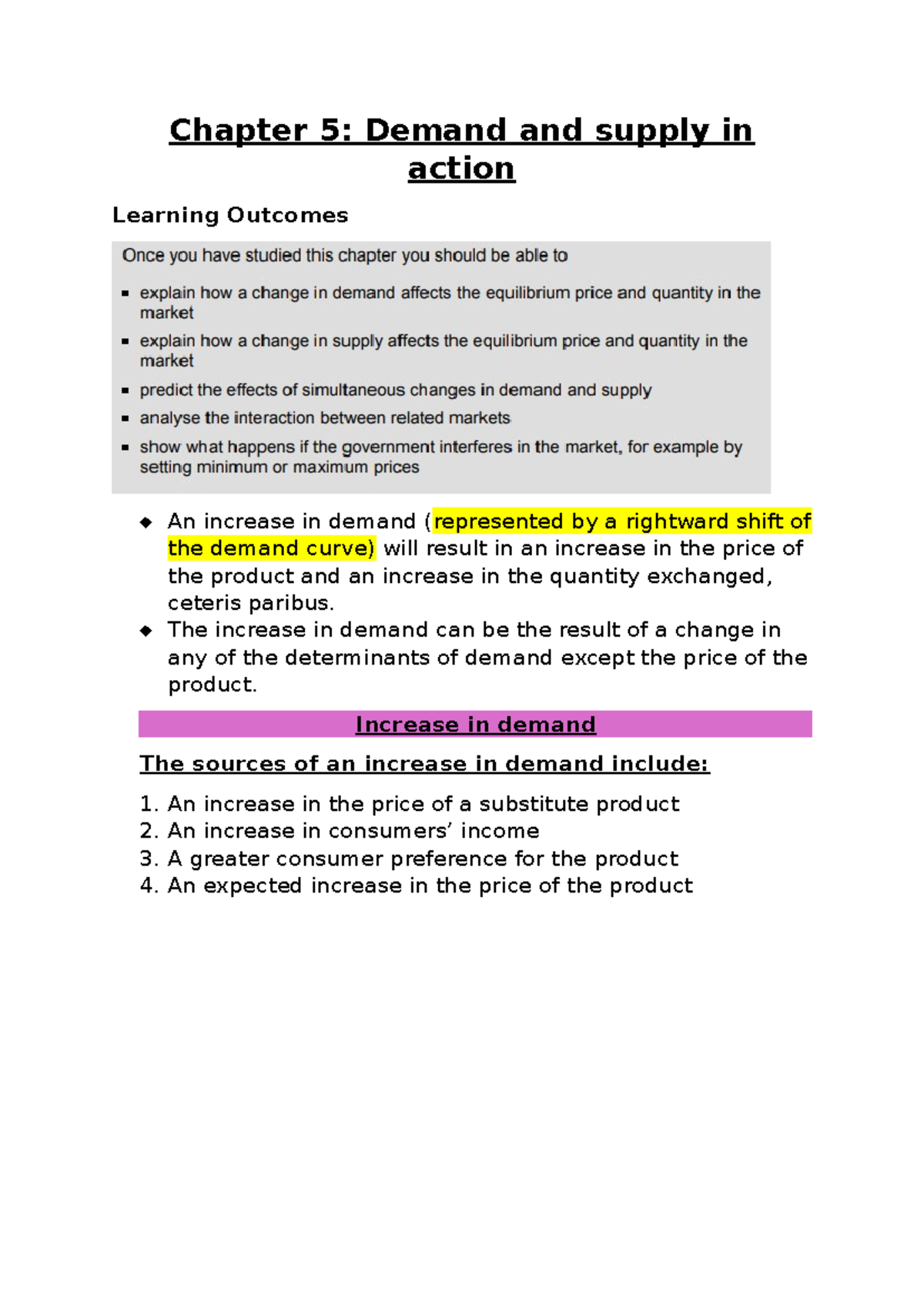 Chapter 5 - Summary Basic Economics - Chapter 5: Demand and supply in ...