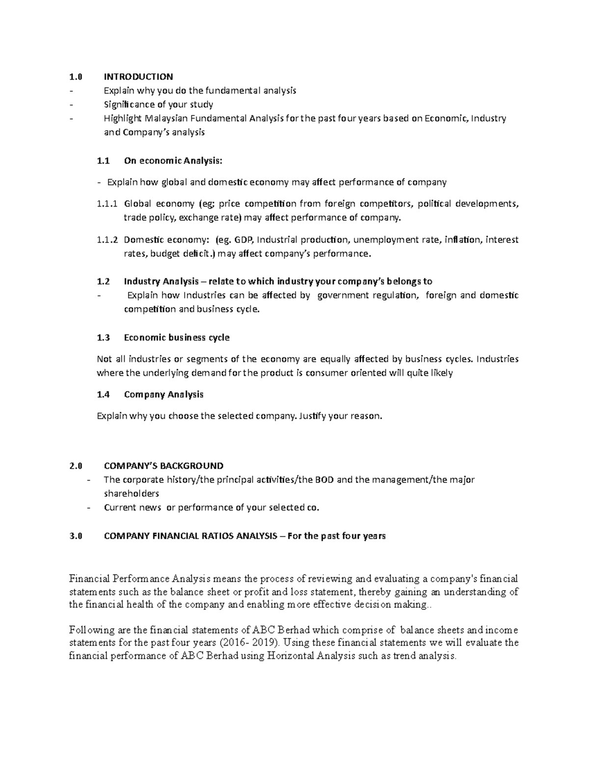 ABC Berhad Report - 1 INTRODUCTION Explain why you do the fundamental ...