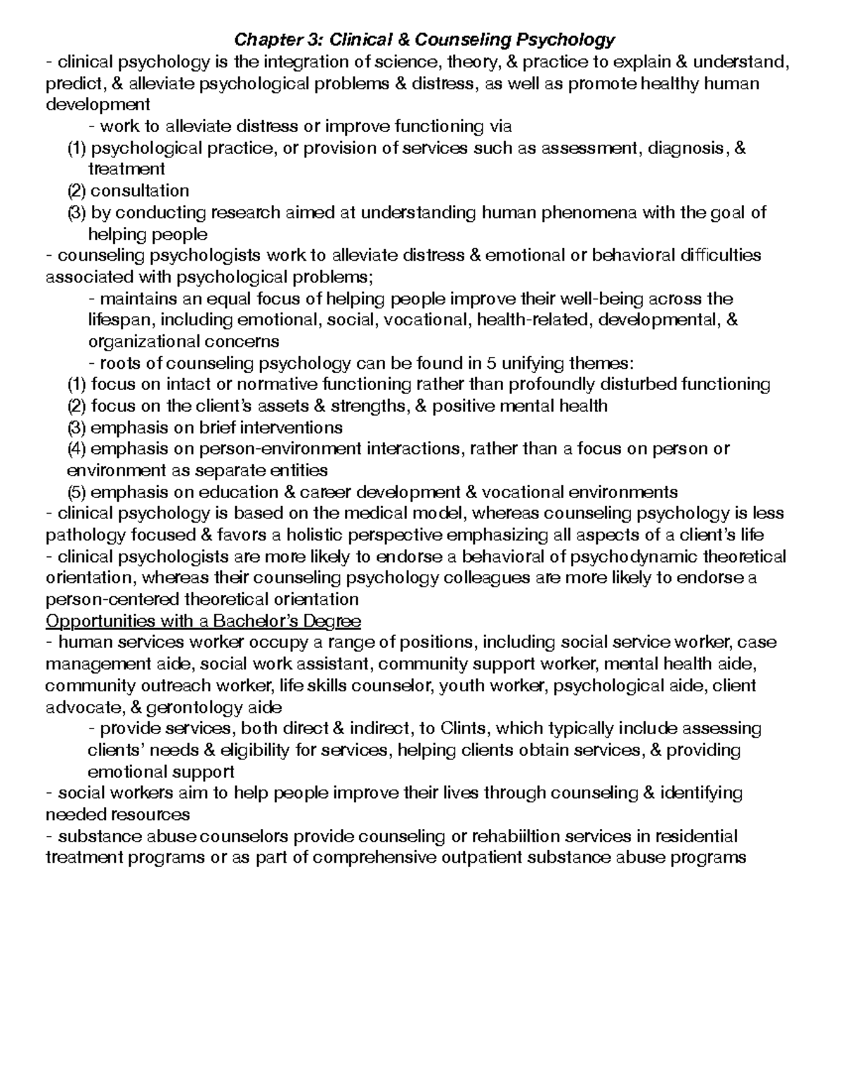 Clinical and counseling psychology - Chapter 3: Clinical & Counseling ...