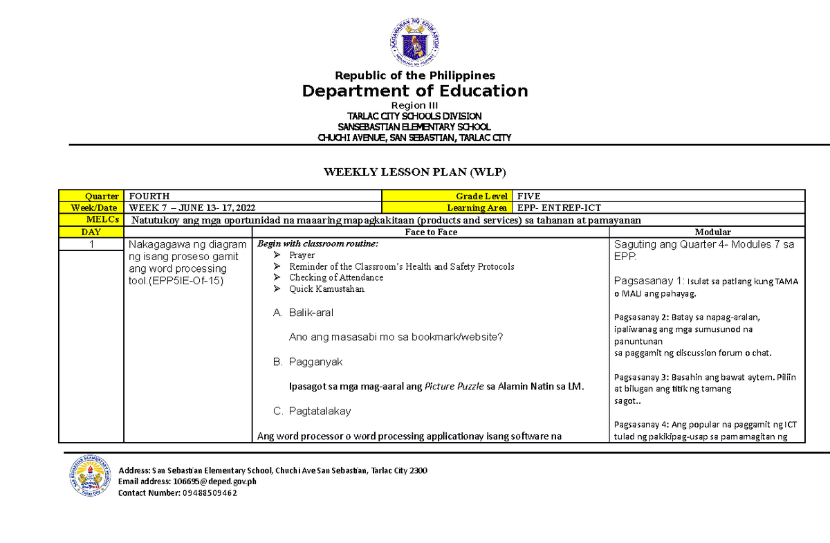 WLP EPP WEEK 6 - lecture notes in the field of education. deped ...