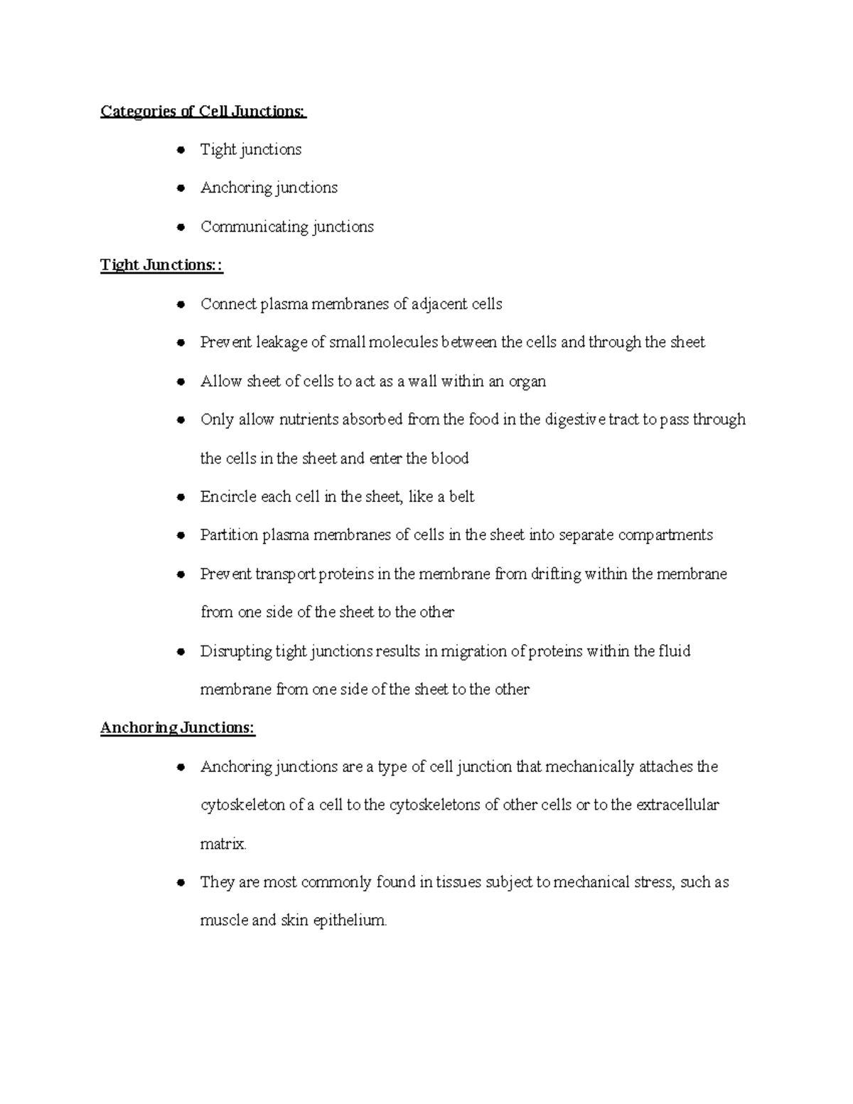 Bio Cell Junctions Notes - Categories Of Cell Junctions: Tight ...