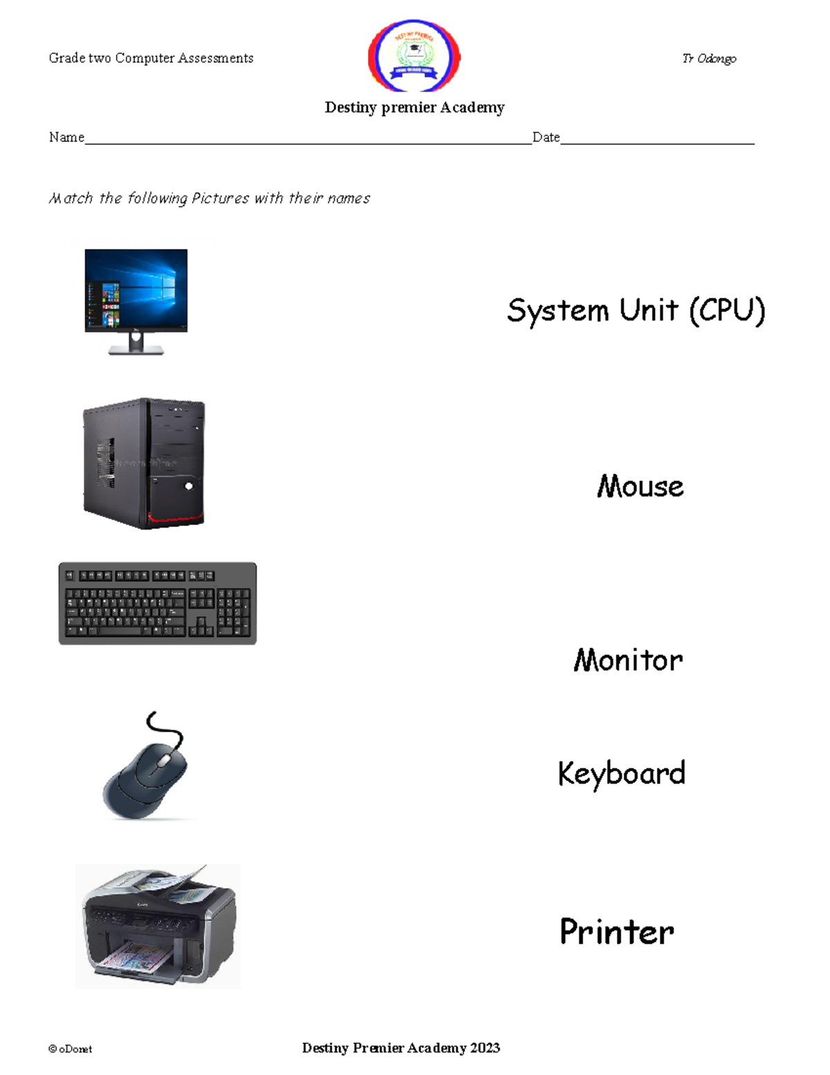 Grade 2 - primary 2 - Grade two Computer Assessments Tr Odongo Destiny ...