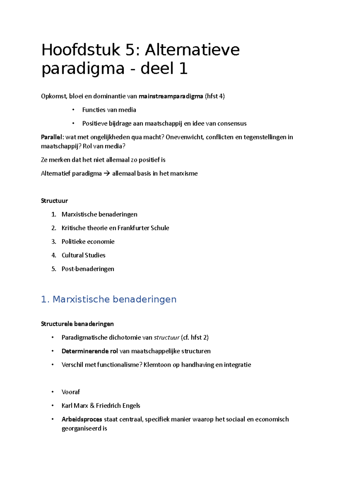 Hoofdstuk 5 - Notities Les H5 - Hoofdstuk 5: Alternatieve Paradigma ...