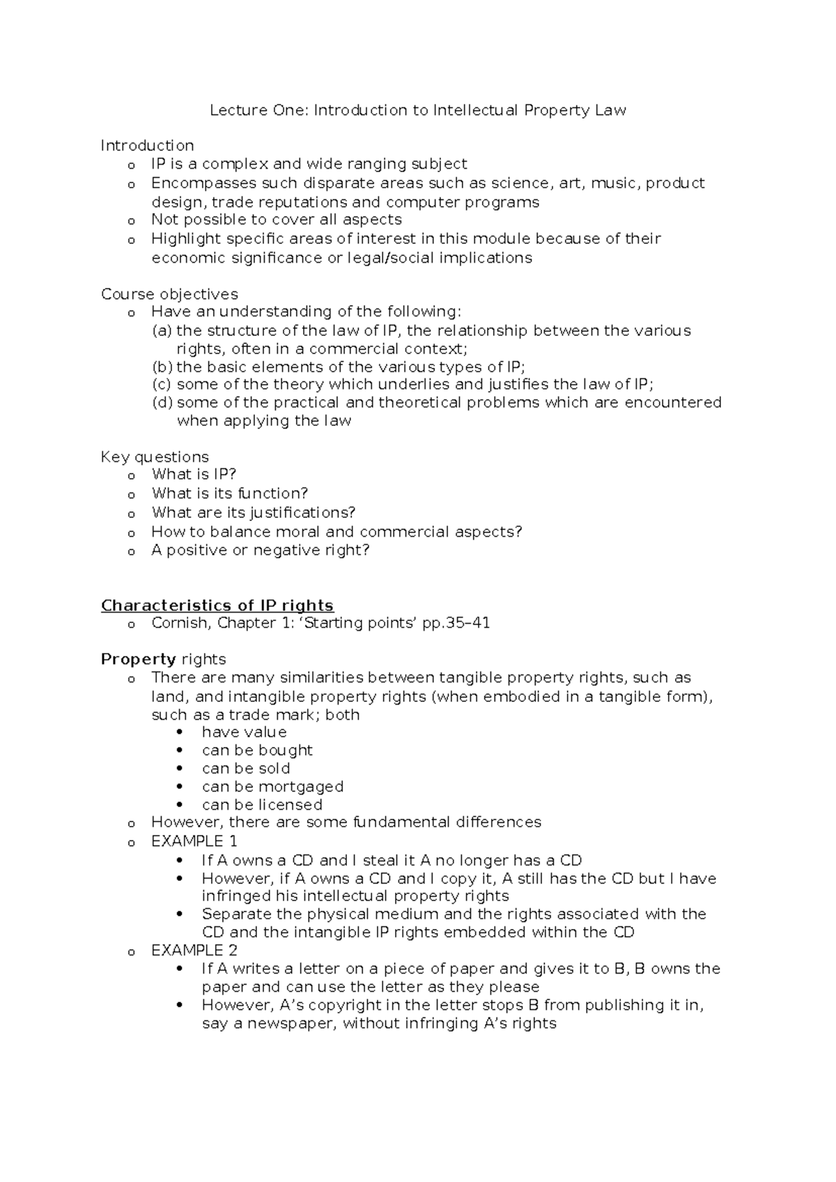 1. Introduction To Intellectual Property Law - Lecture One ...