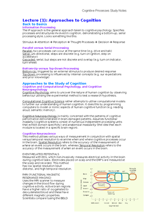 Cognitive Processes Revision Psy246 Studocu
