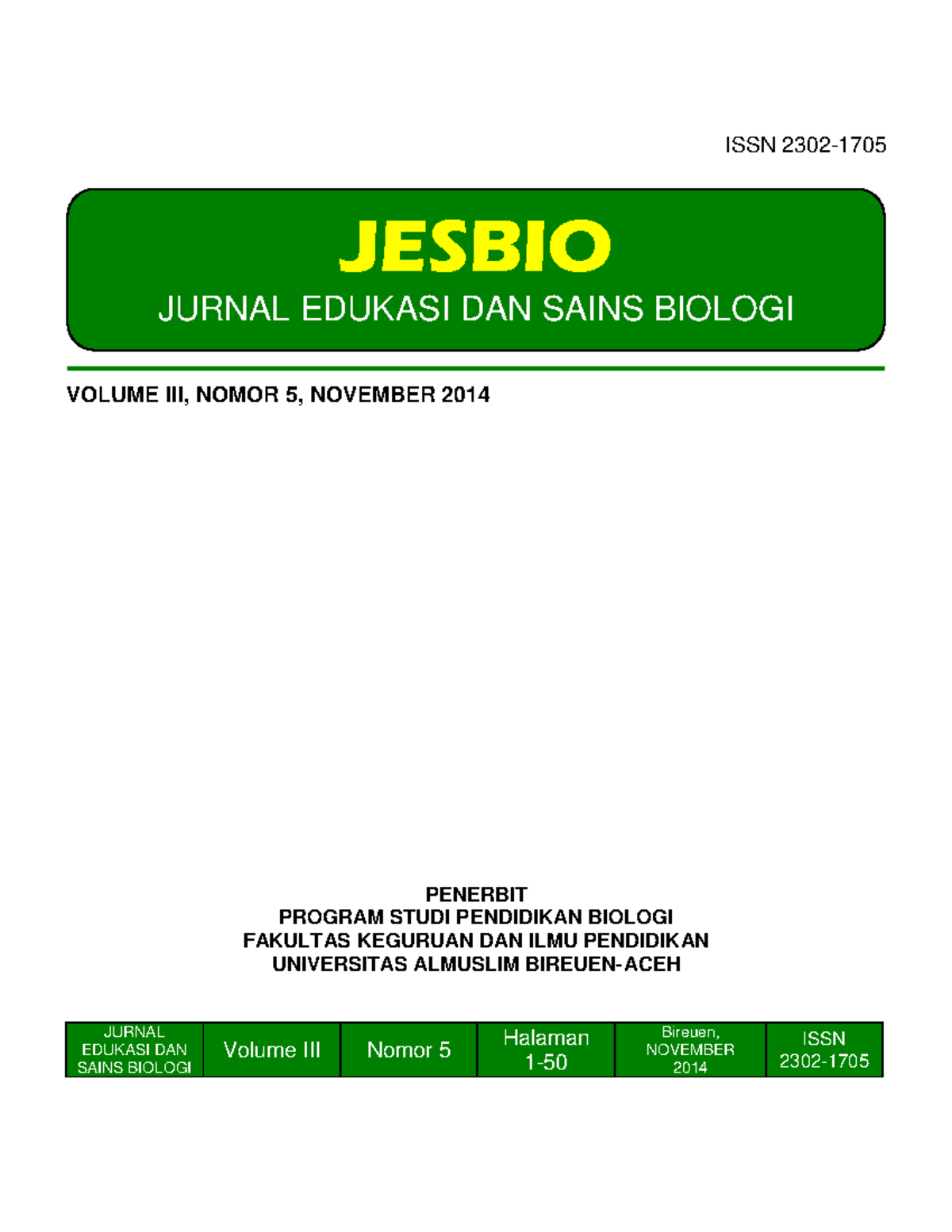 27 - Jurnal Biologi V - ISSN 2302- VOLUME III, NOMOR 5, NOVEMBER 2014 ...