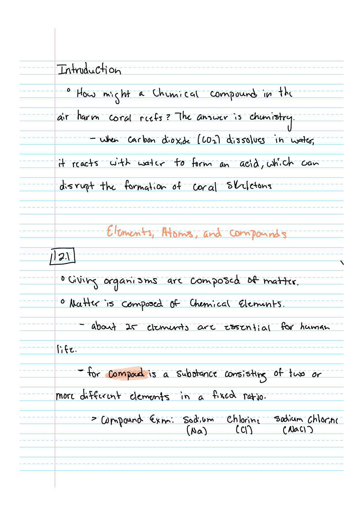 Chapter 2 (chemical basis of life) - Introduction How might a chemical ...