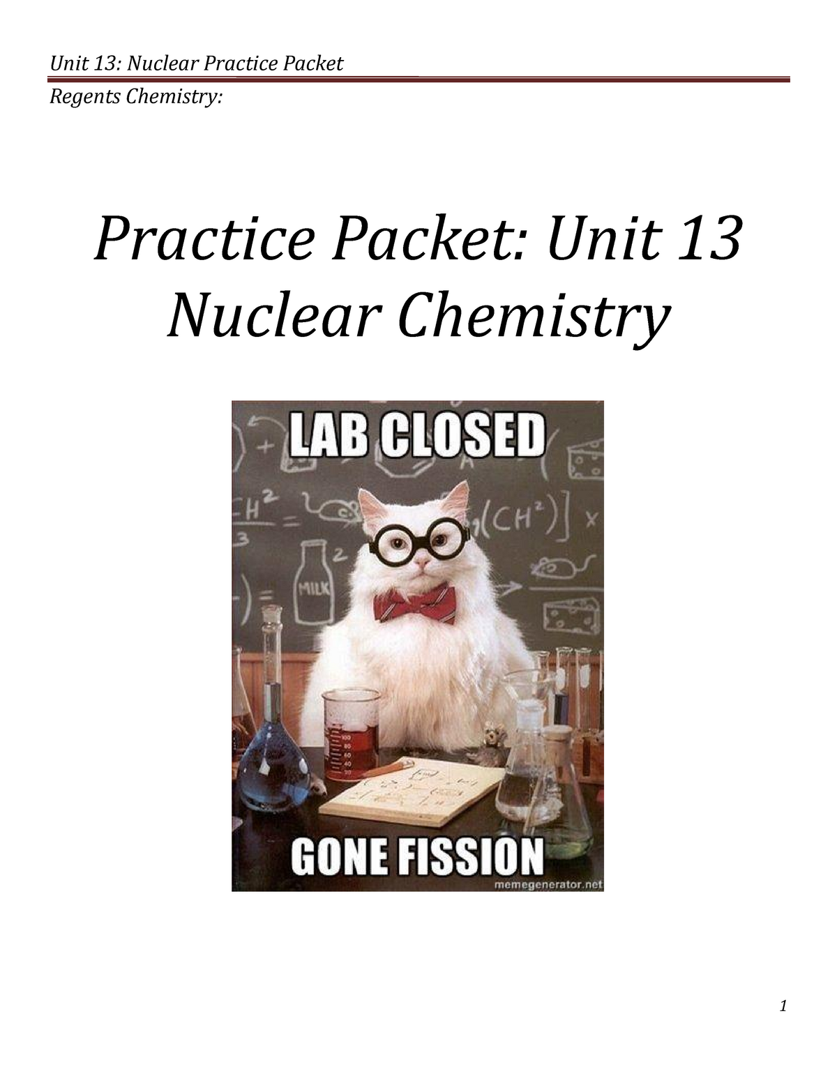 nuclear chemistry homework packet