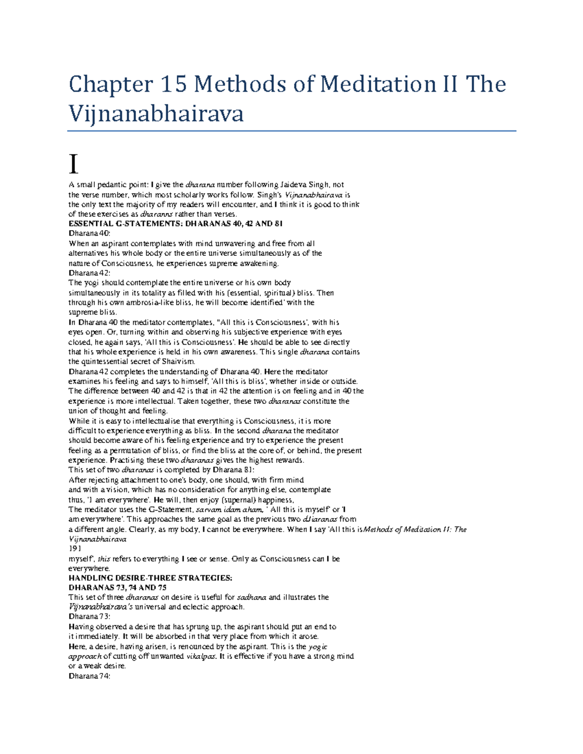 Chapter 15 Methods of Meditation II The Vijnanabhairava - Singh's ...