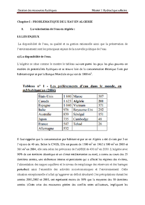 LE Probleme DE L’EAU DANS LE Monde