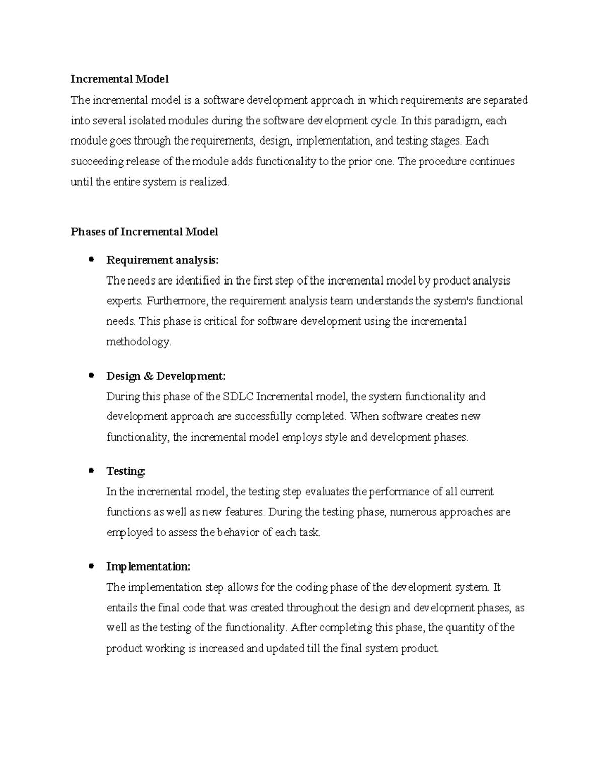 Incremental Model - Incremental Model The incremental model is a ...