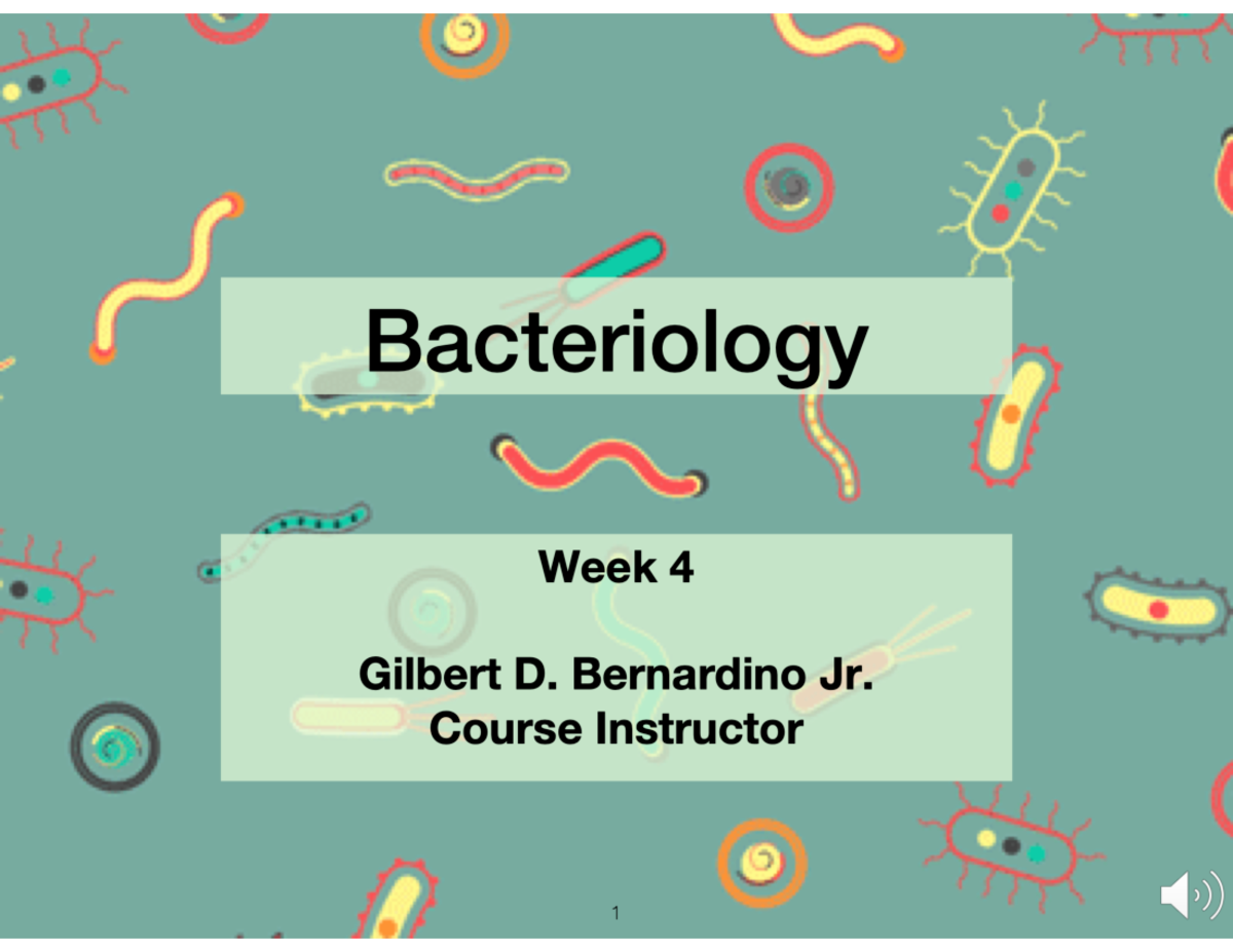 Week 4 Bacteriology to understand our bacteriology Bachelor of