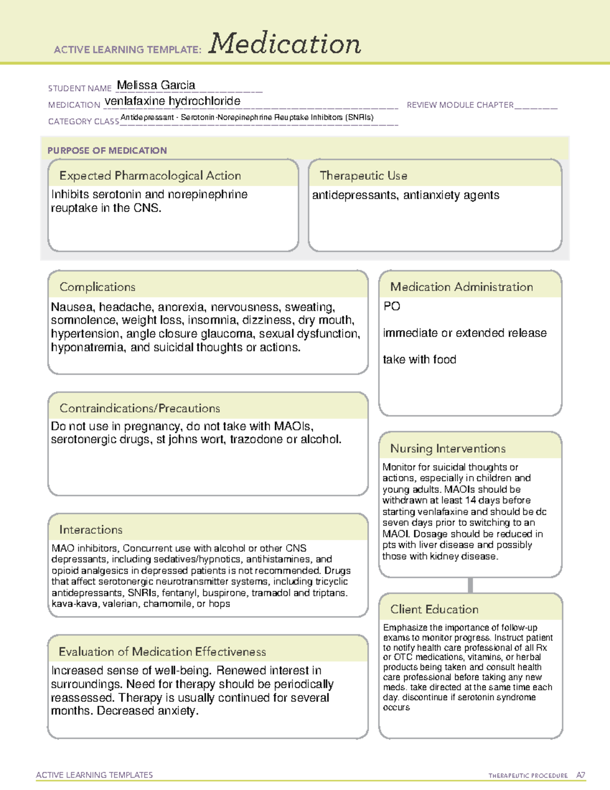 Meds 2 - ati med template - ACTIVE LEARNING TEMPLATES THERAPEUTIC ...