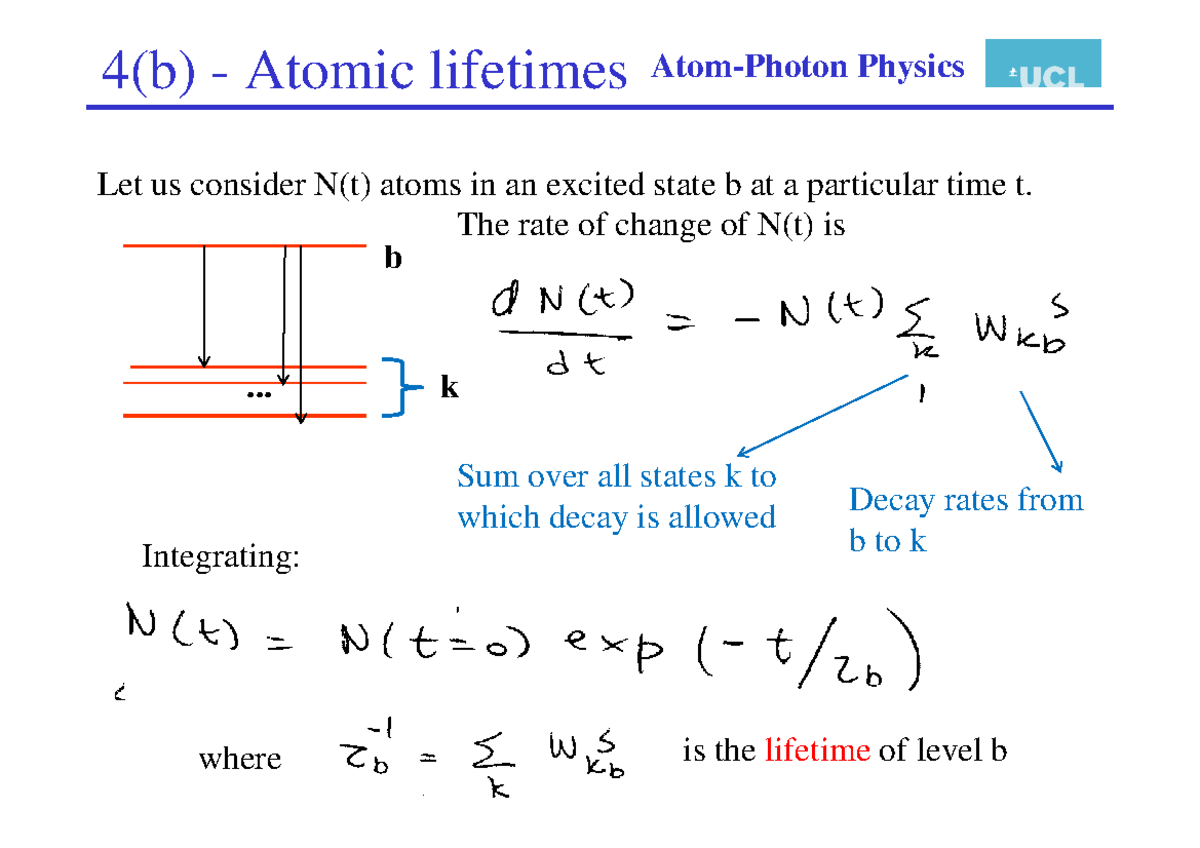 Atom Photon Lifetimes 4(b) 4(b) Atomic lifetimes Atomic lifetimes