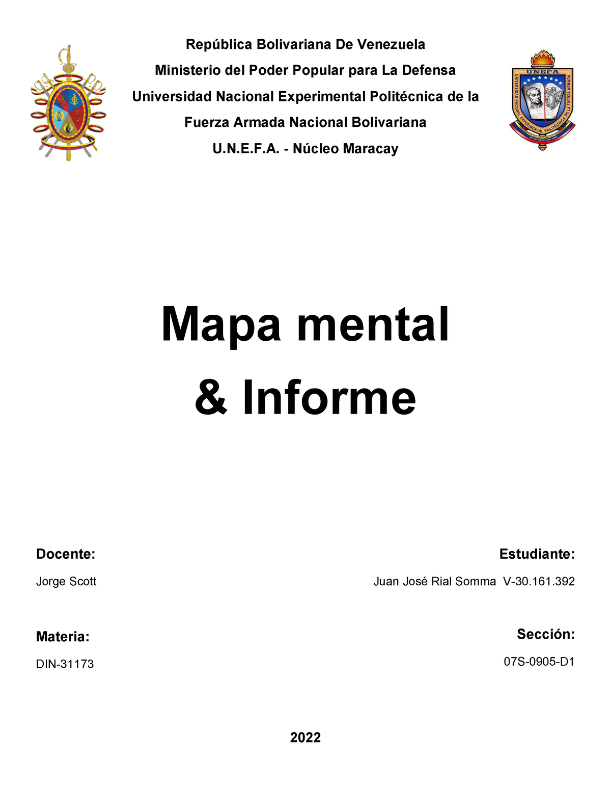 Mapa mental - Informe - Defensa 7 - República Bolivariana De Venezuela  Ministerio del Poder Popular - Studocu