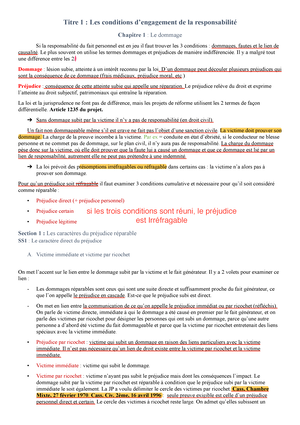 Cour complet responsabilit civile Titre 1 Les conditions d