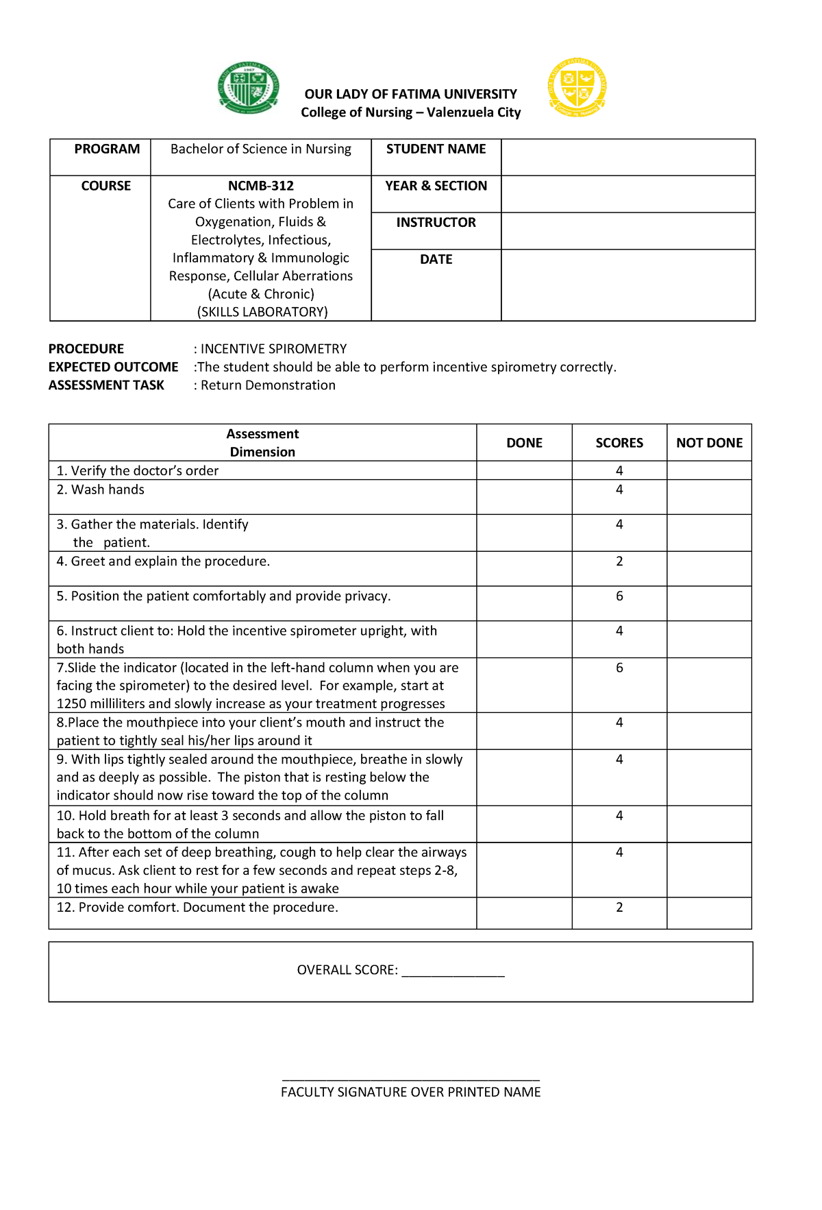 Nursing NCMB 312 SL DONE Notdone Rubrics Incentive Spirometry - OUR ...