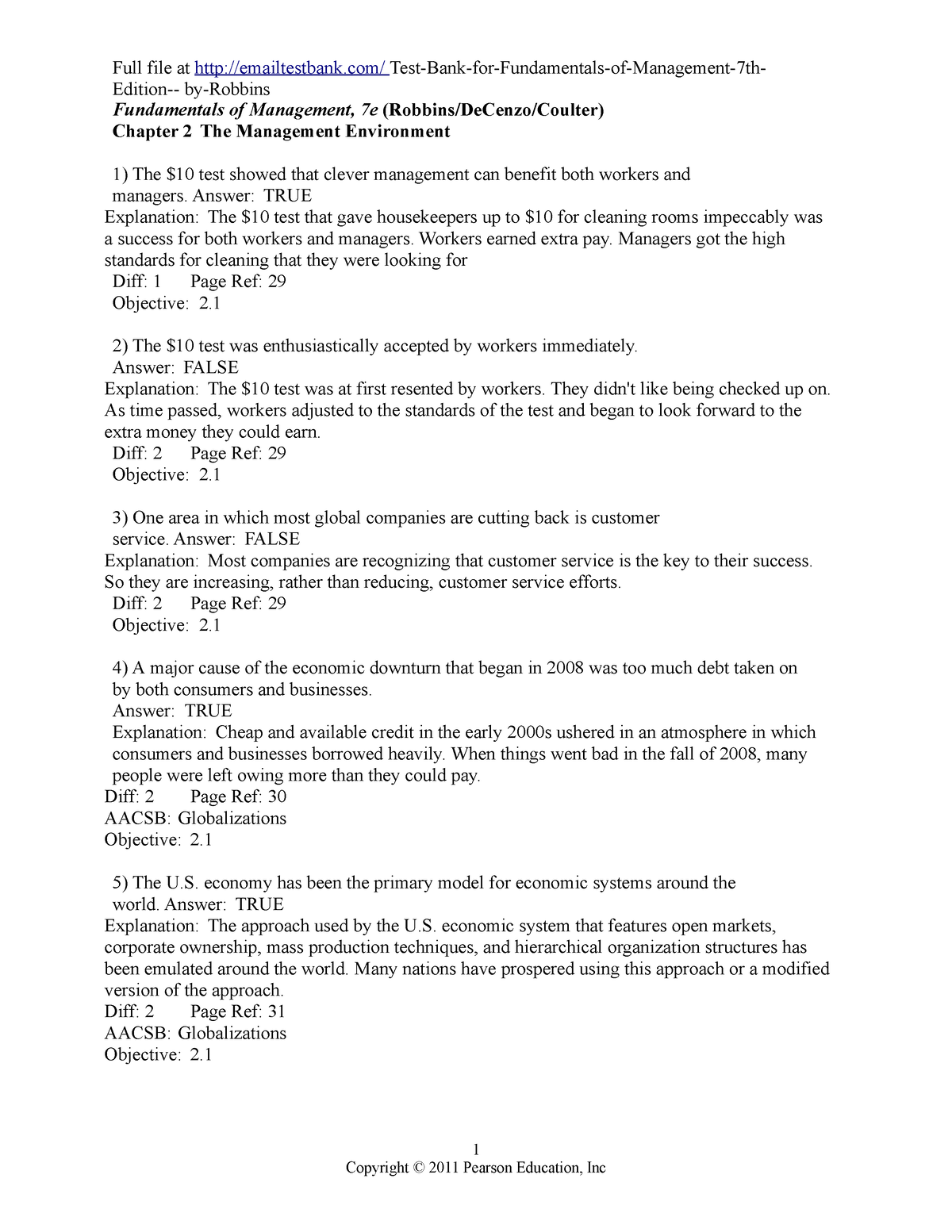 Test Bank For Fundamentals Of Management 7th Edition By Robbinsdoc ...