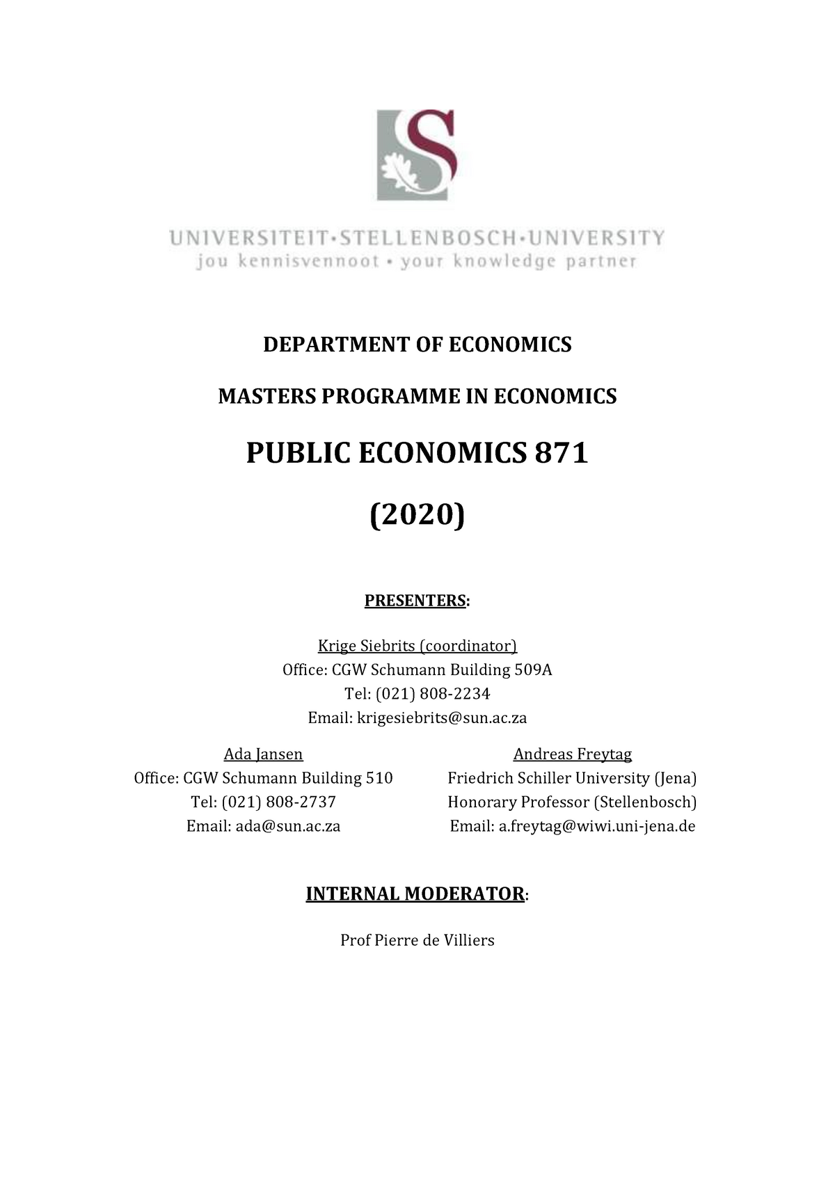 Public Economics Texbook - DEPARTMENT OF ECONOMICS MASTERS PROGRAMME IN ...