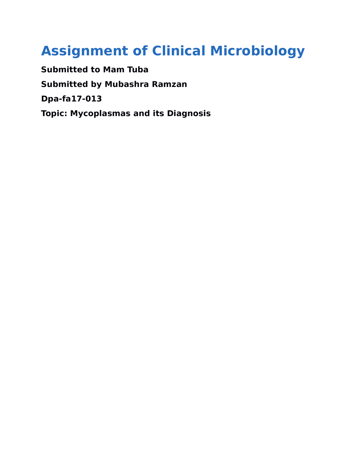 assignment for microbiology