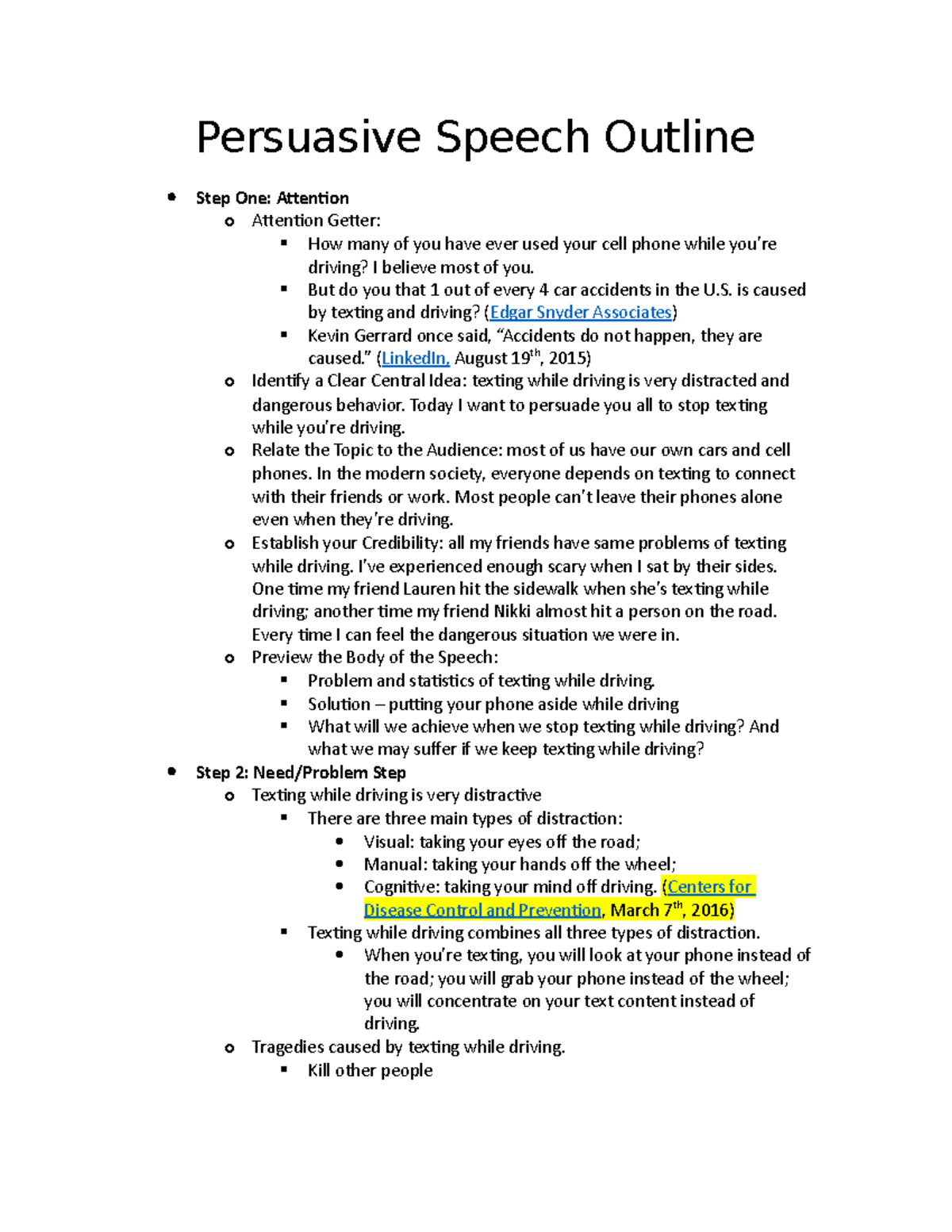 informative speech outline