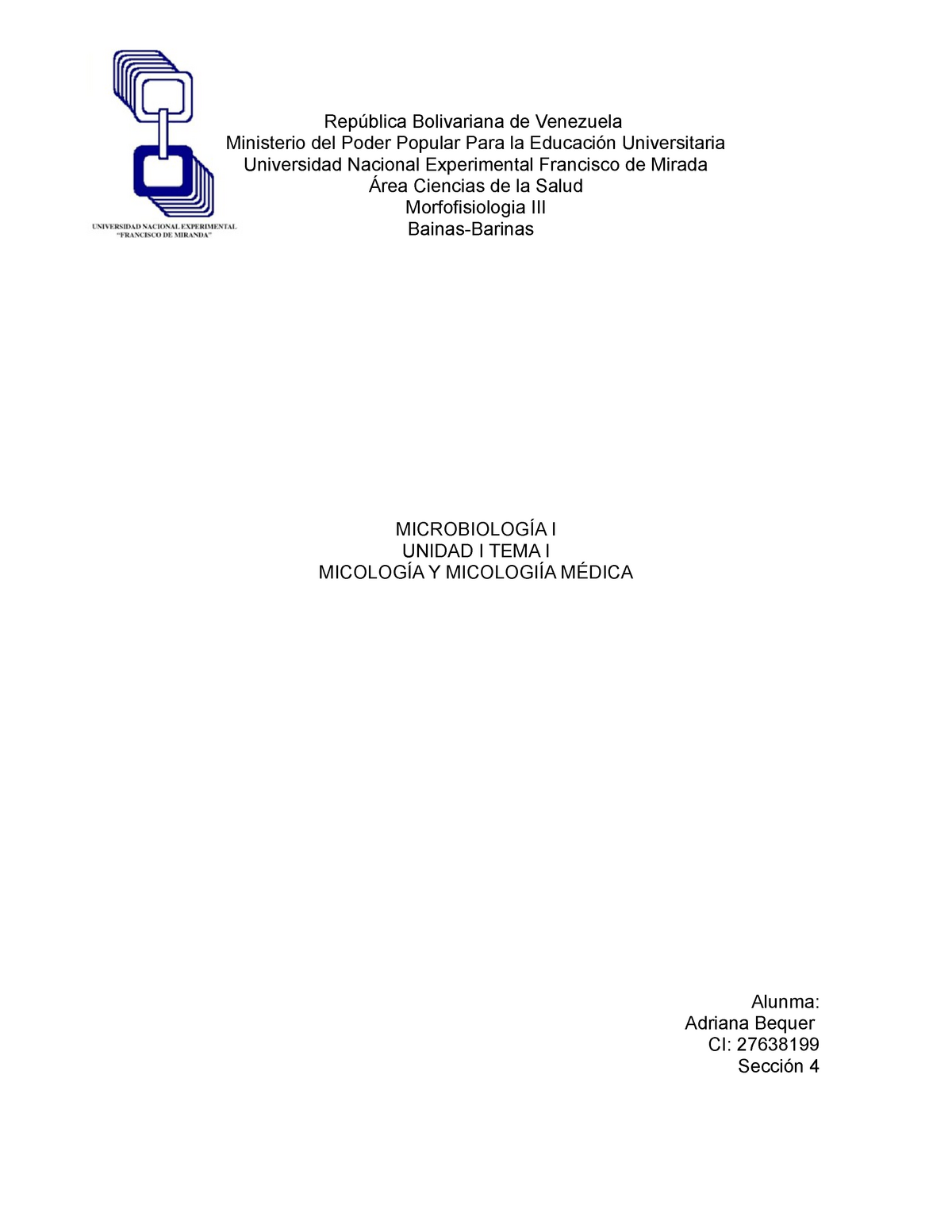 Micologia informe tema 1 - República Bolivariana de Venezuela Ministerio  del Poder Popular Para la - Studocu