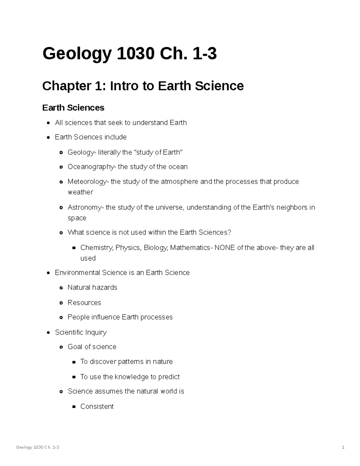 Geology 1030 Ch. 13 Notes for Chapters 13 for Dr. Kadiri Geology