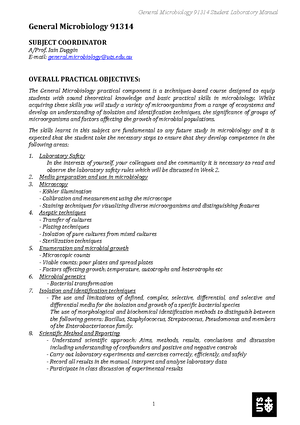 General microbiology subject outline - SUBJECT OUTLINE 91314 General ...