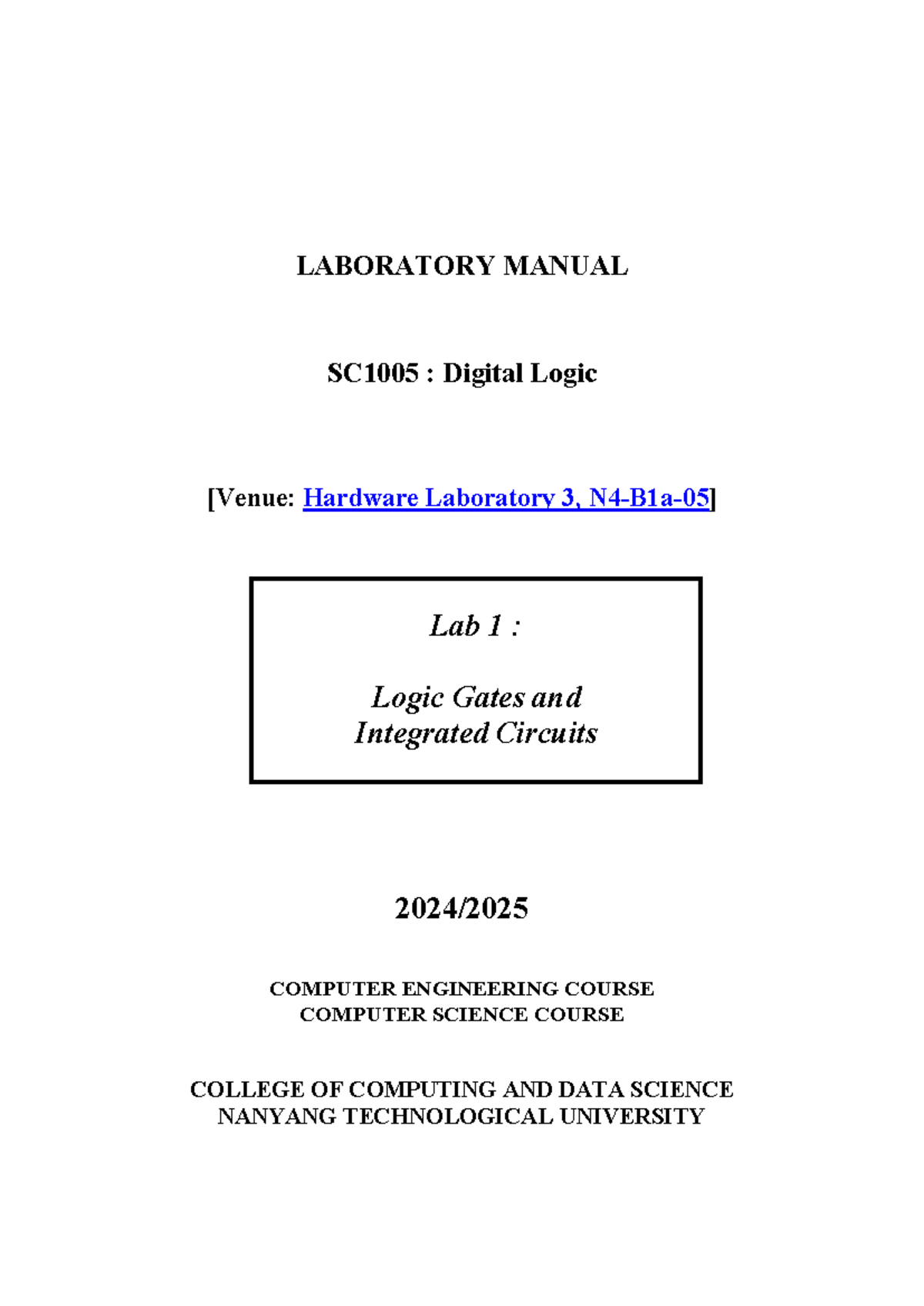622015 85 - lab - LABORATORY MANUAL SC1005 : Digital Logic [Venue ...