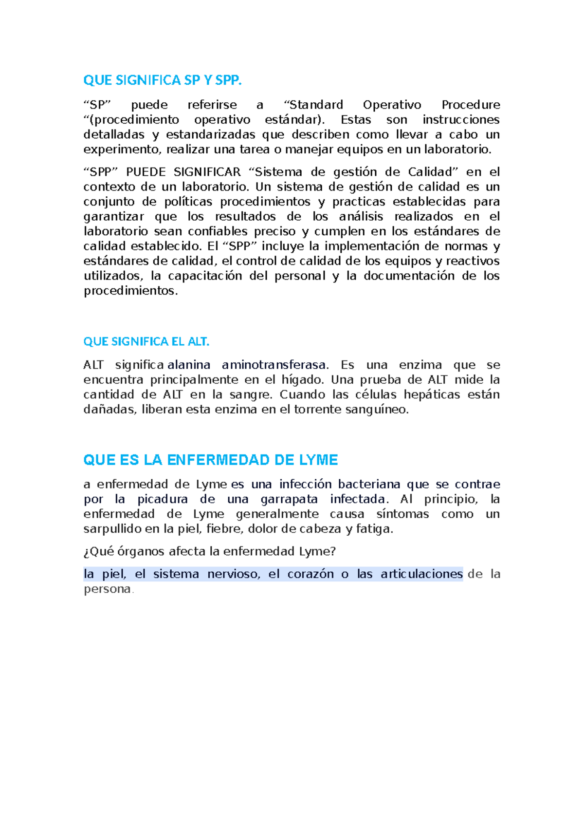 Bioseguridad Ariana - QUE SIGNIFICA SP Y SPP. ####### “SP” puede ...