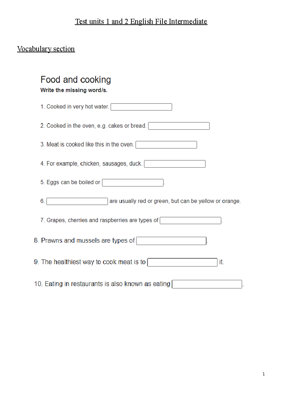 Test units 1 and 2 English File Intermediate - Test units 1 and 2 ...
