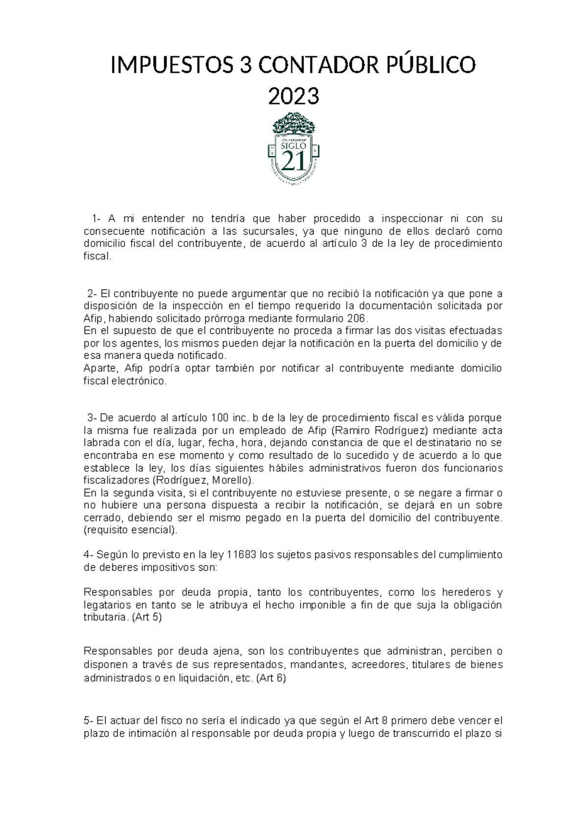 Tp2 Impuestos 3 - to2 - IMPUESTOS 3 CONTADOR PÚBLICO 2023 1- A mi ...