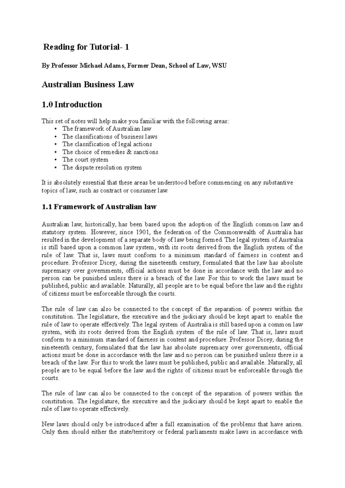 reading-for-tutorial-1-1-framework-of-australian-law-australian-law