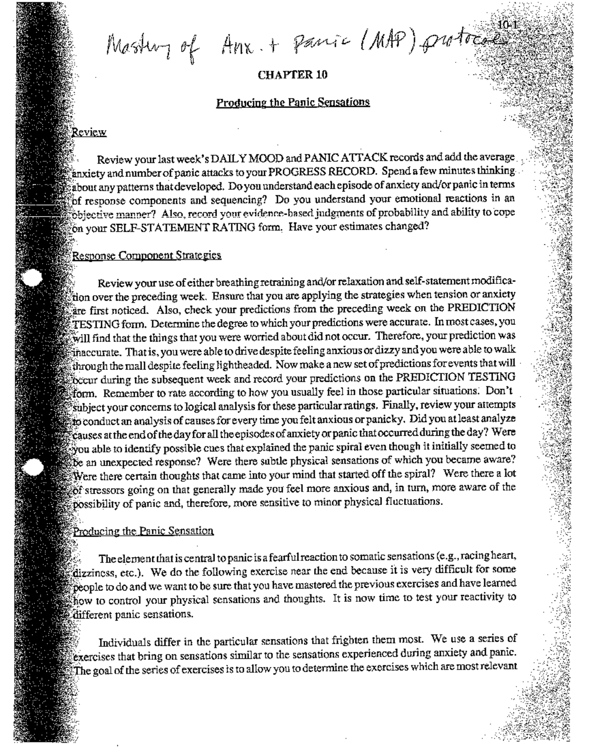MAP Protocol - Mastery of Anx t Panic (MAP) protocol CHAPTER 10 ...
