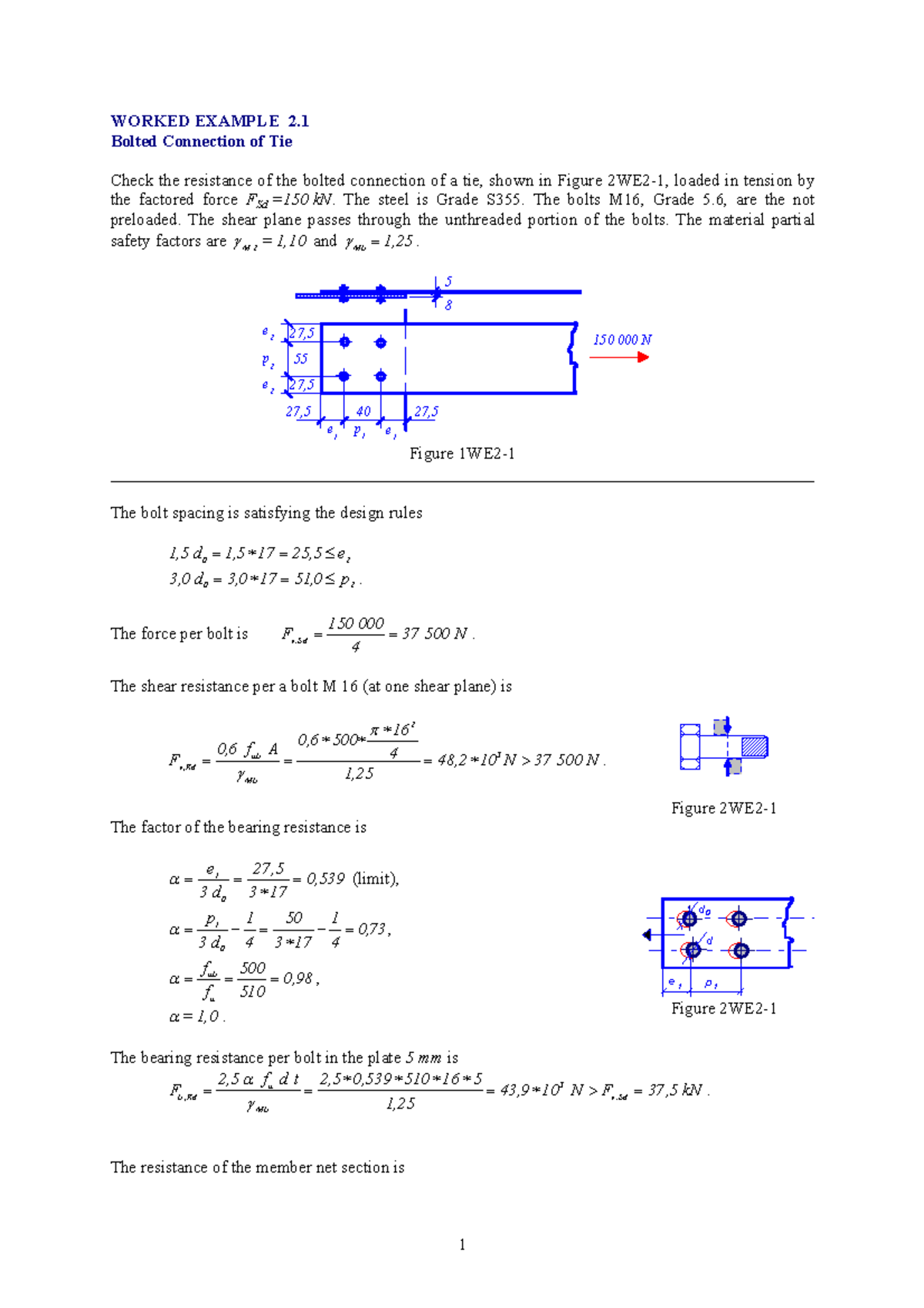 BoltsExample 21 Bolts examples WORKED EXAMPLE 2 Bolted Connection