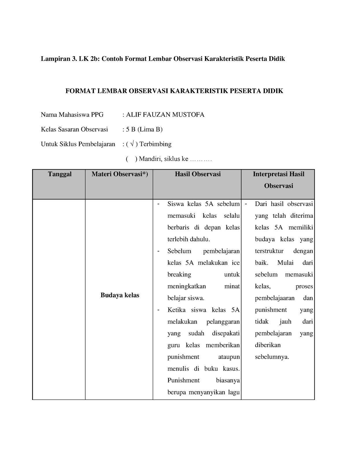 01.05.6-B2- 4 Unggah LK 2b - Lembar Observasi Karakteristik Peserta ...