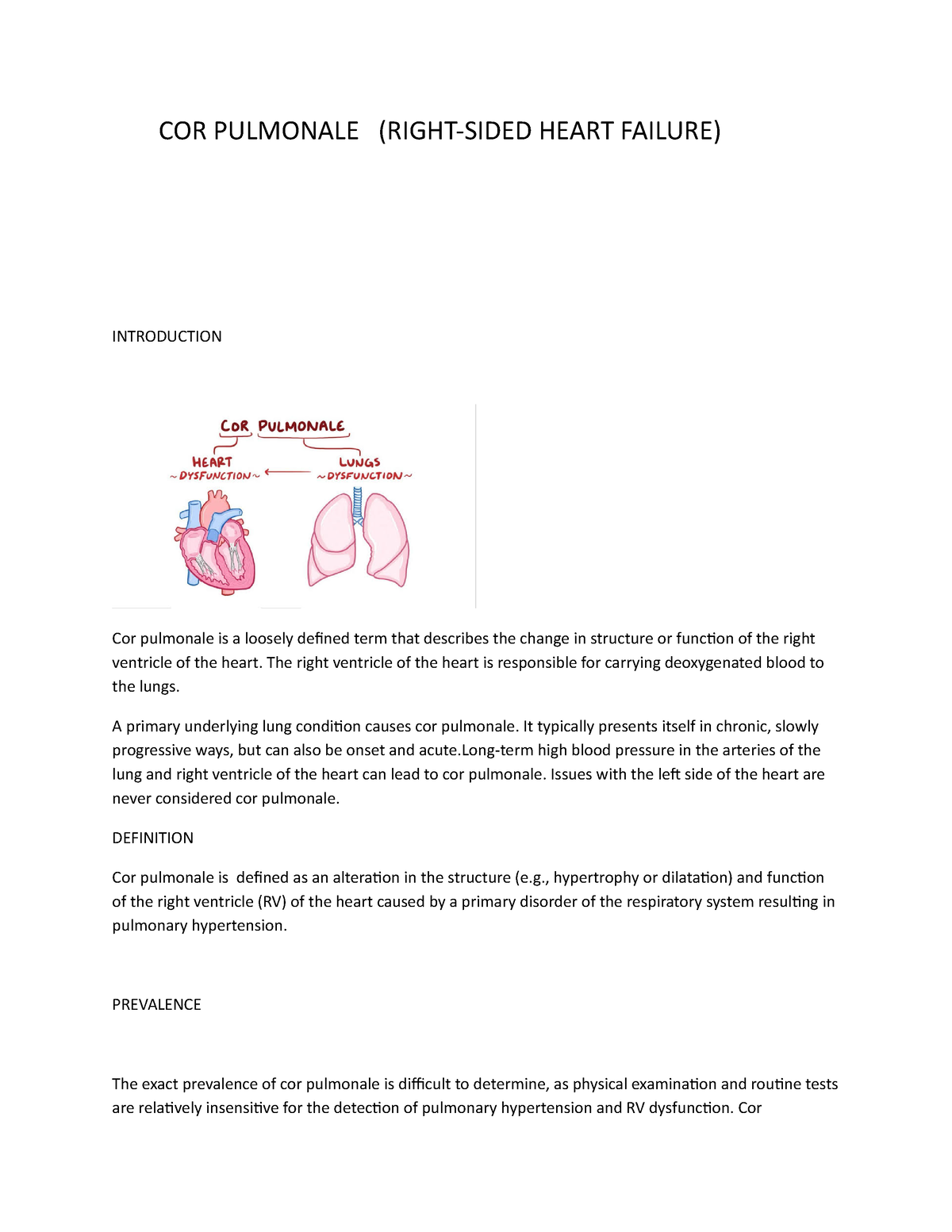 Cor Pulmonale (-WPS Office - COR PULMONALE (RIGHT-SIDED HEART FAILURE