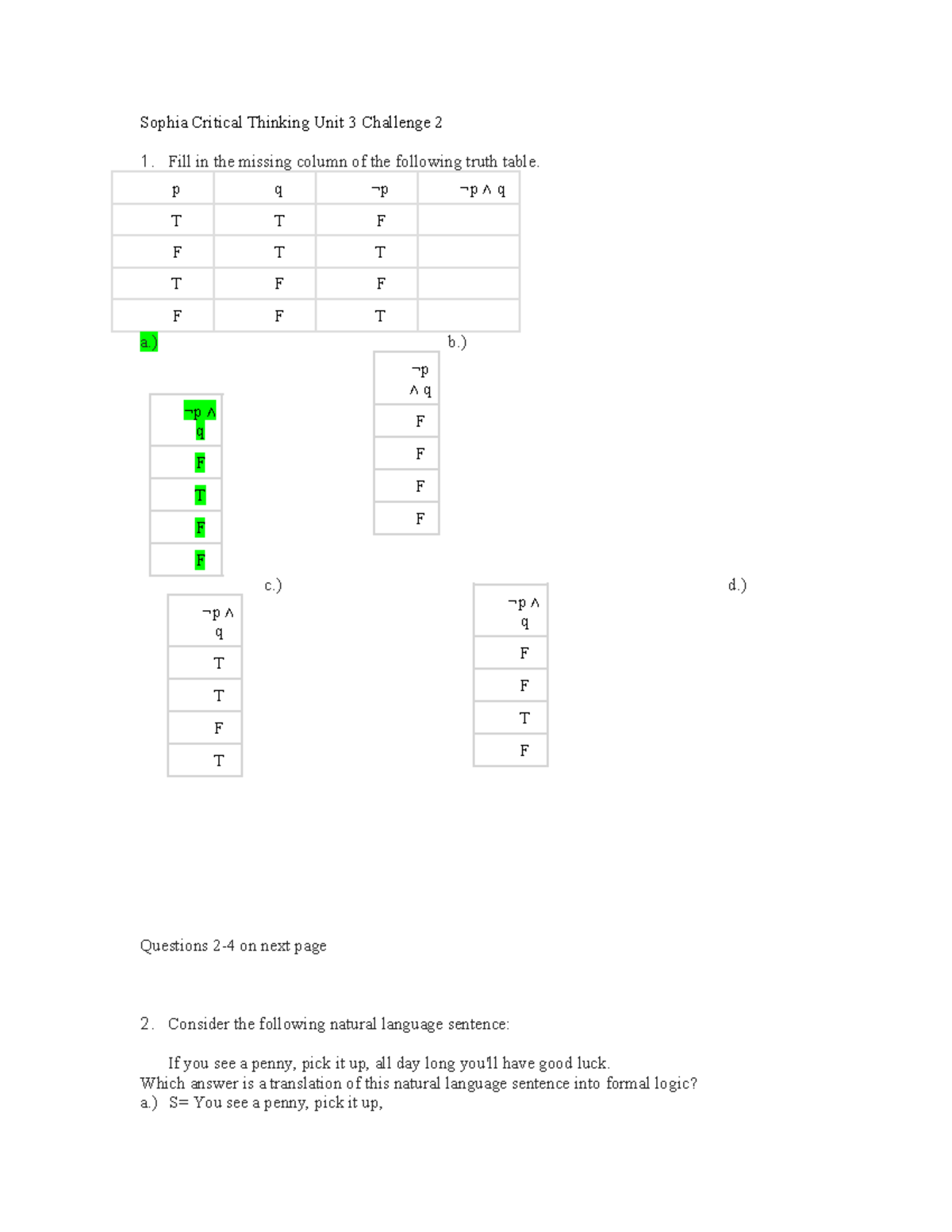 Sophia Critical Thinking Unit 3 Challenge 2 - Sophia Critical Thinking ...