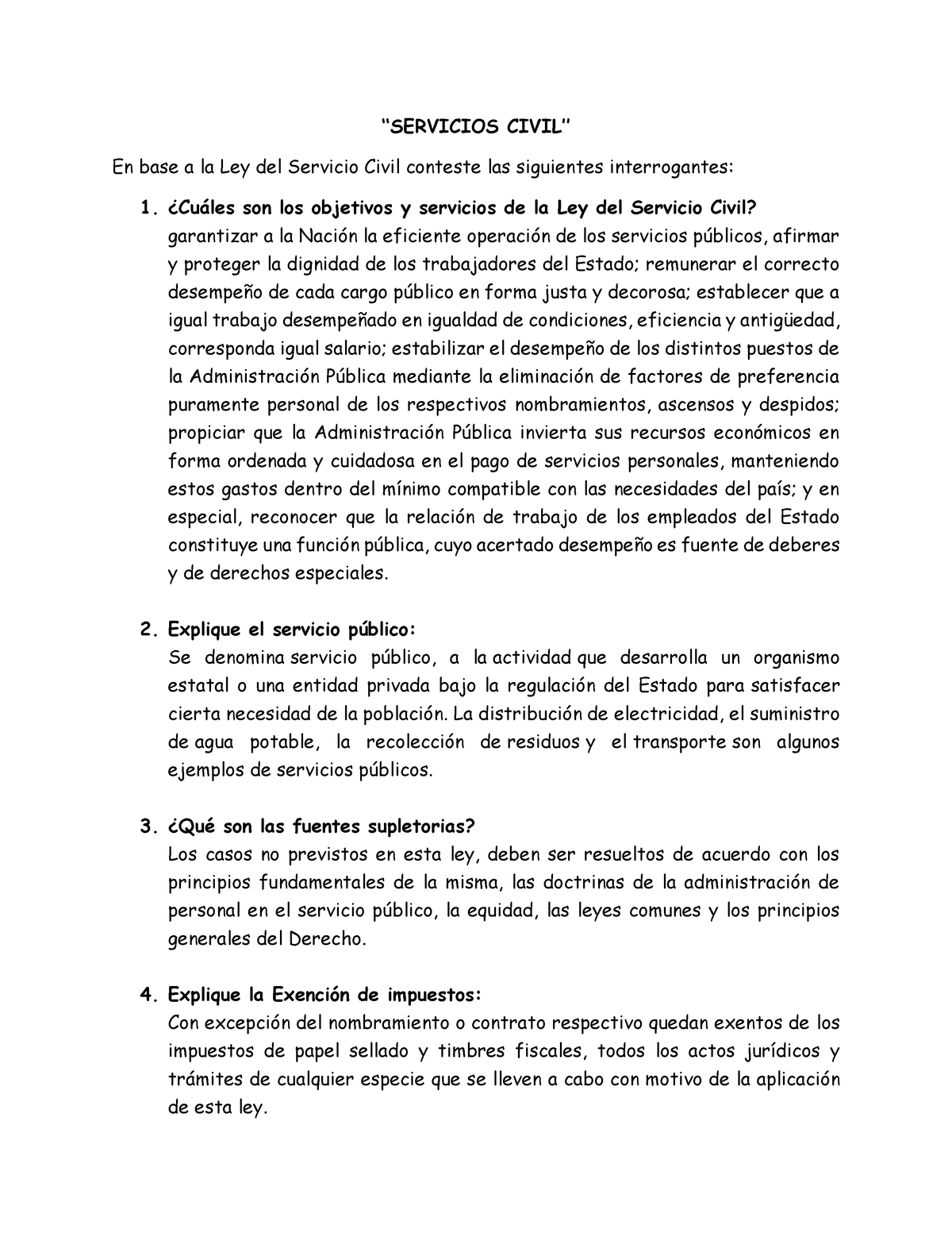 LEY DEL Servicio Civil - Cuestionarios De Leyes - ‘‘SERVICIOS CIVIL ...