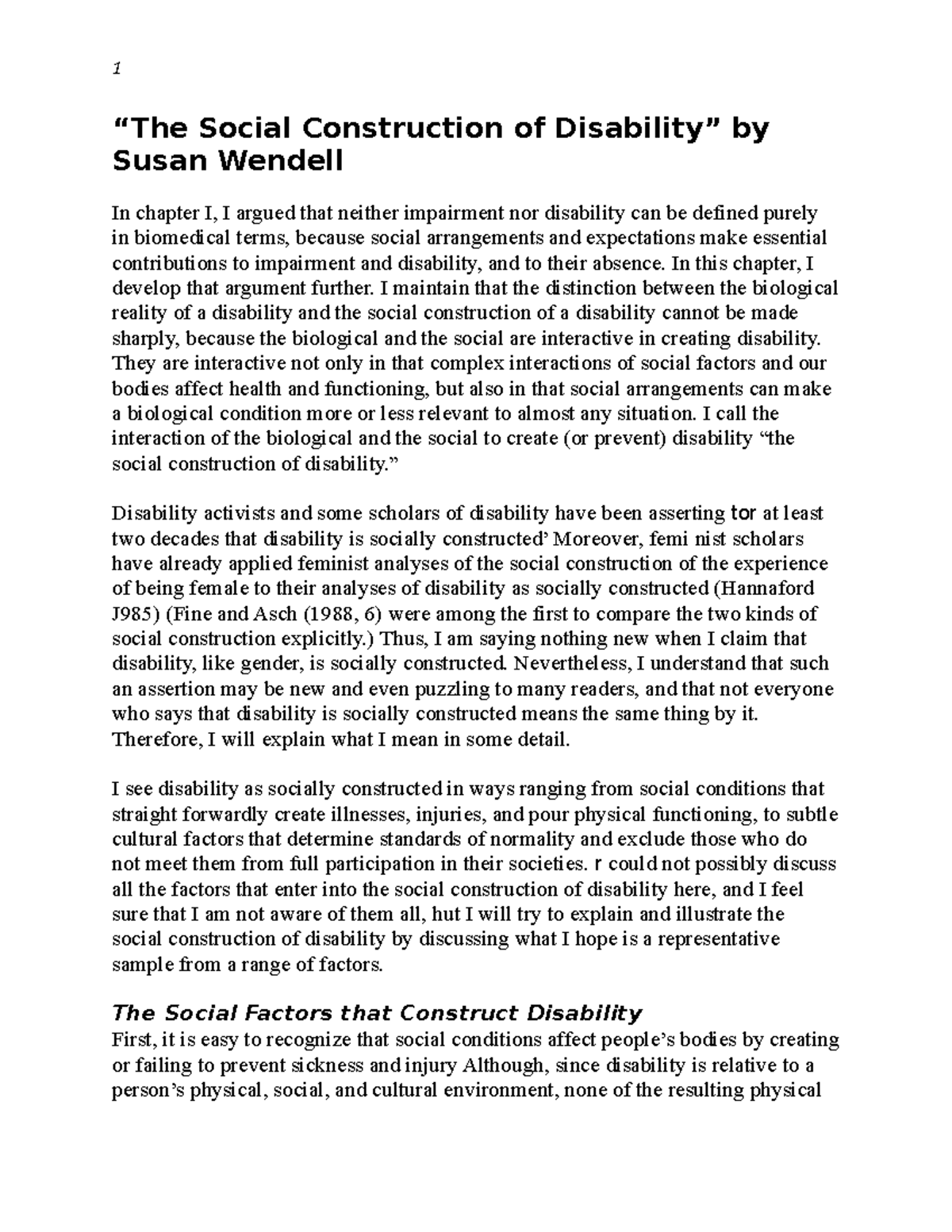 social construction of disability essay