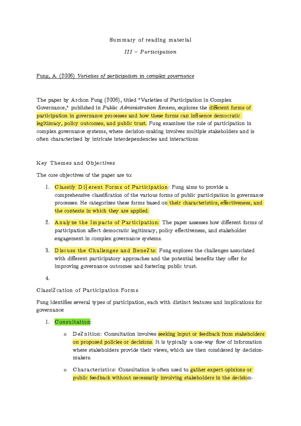Papers Participation - Apontamentos - Sum m ary of reading m aterial ...