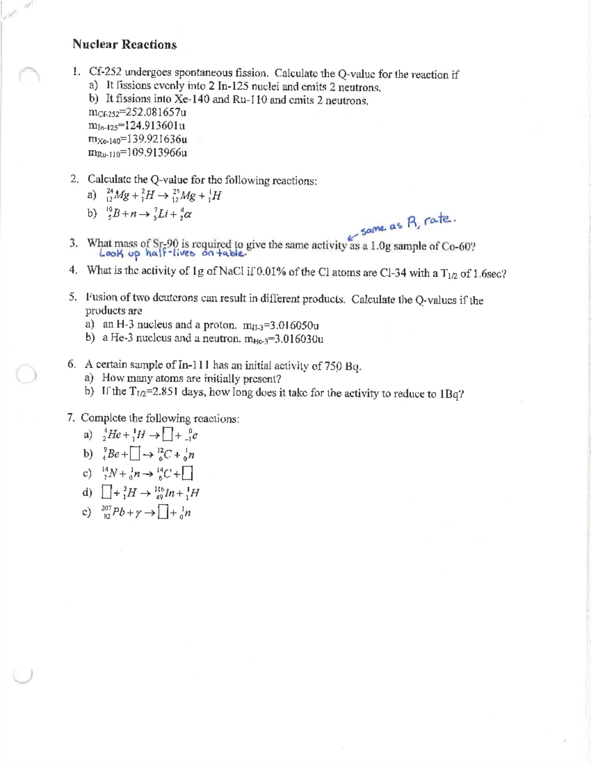 Nuclear Reactions Ws And Solutions Phy 3 General Physics Studocu