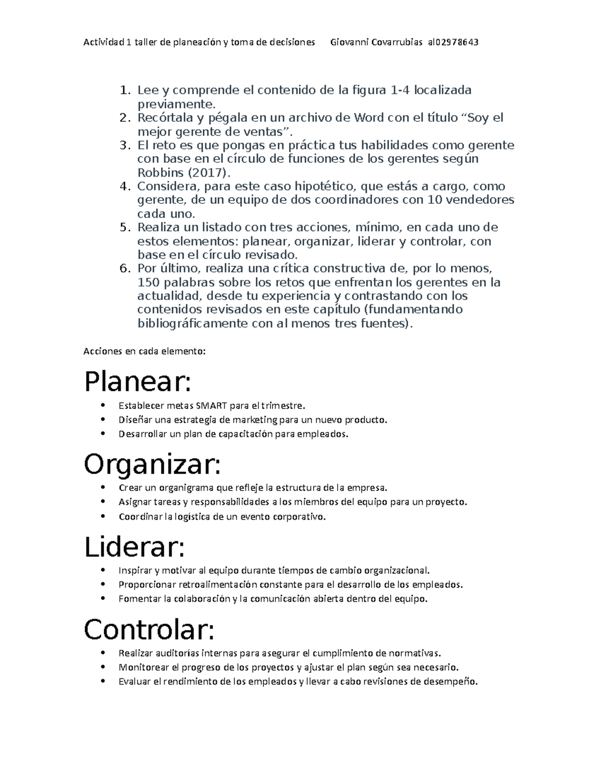 Actividad 1 taller de planeacion y toma de desiciones - Actividad 1 ...